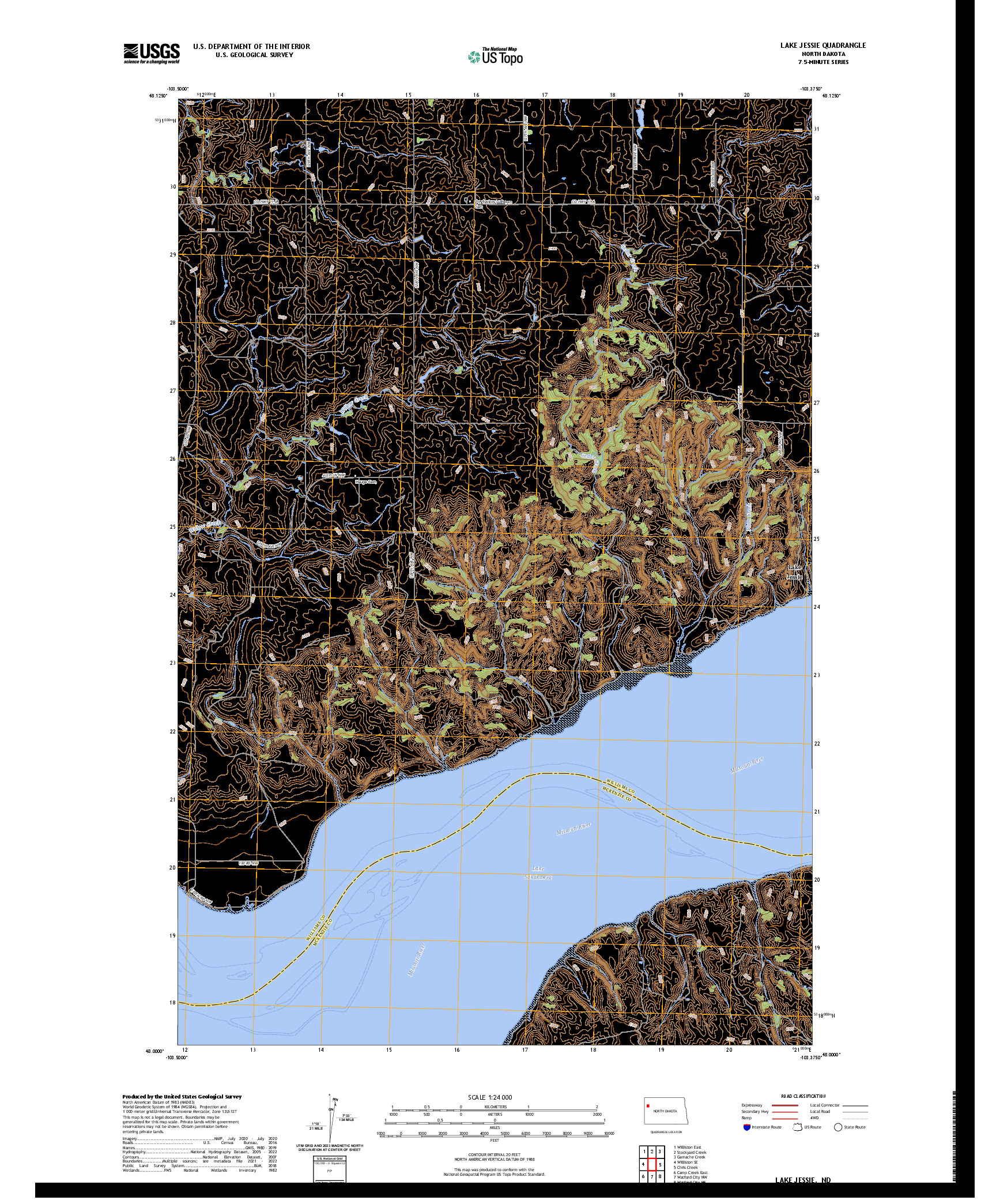 US TOPO 7.5-MINUTE MAP FOR LAKE JESSIE, ND