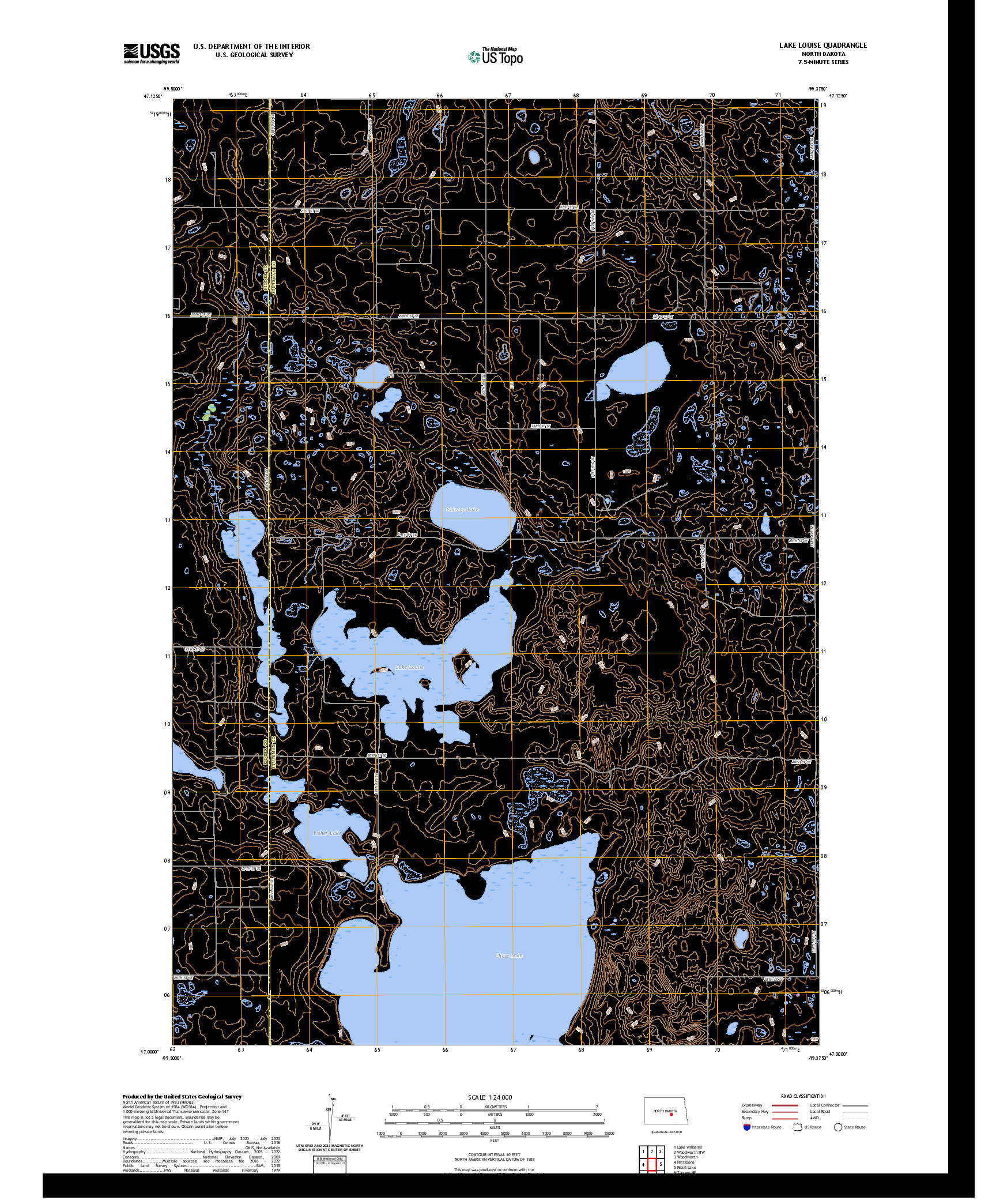 US TOPO 7.5-MINUTE MAP FOR LAKE LOUISE, ND