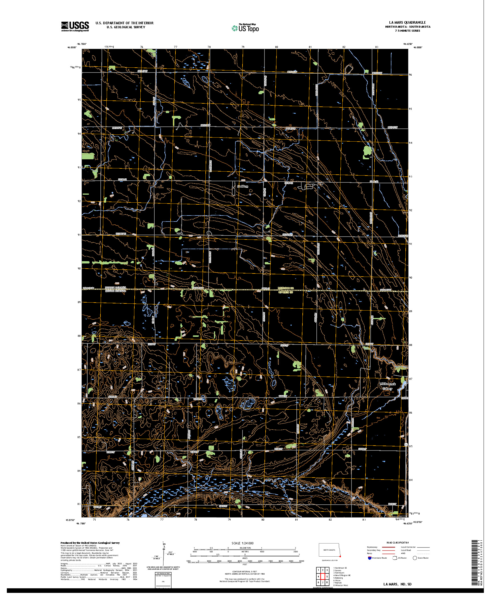 US TOPO 7.5-MINUTE MAP FOR LA MARS, ND,SD