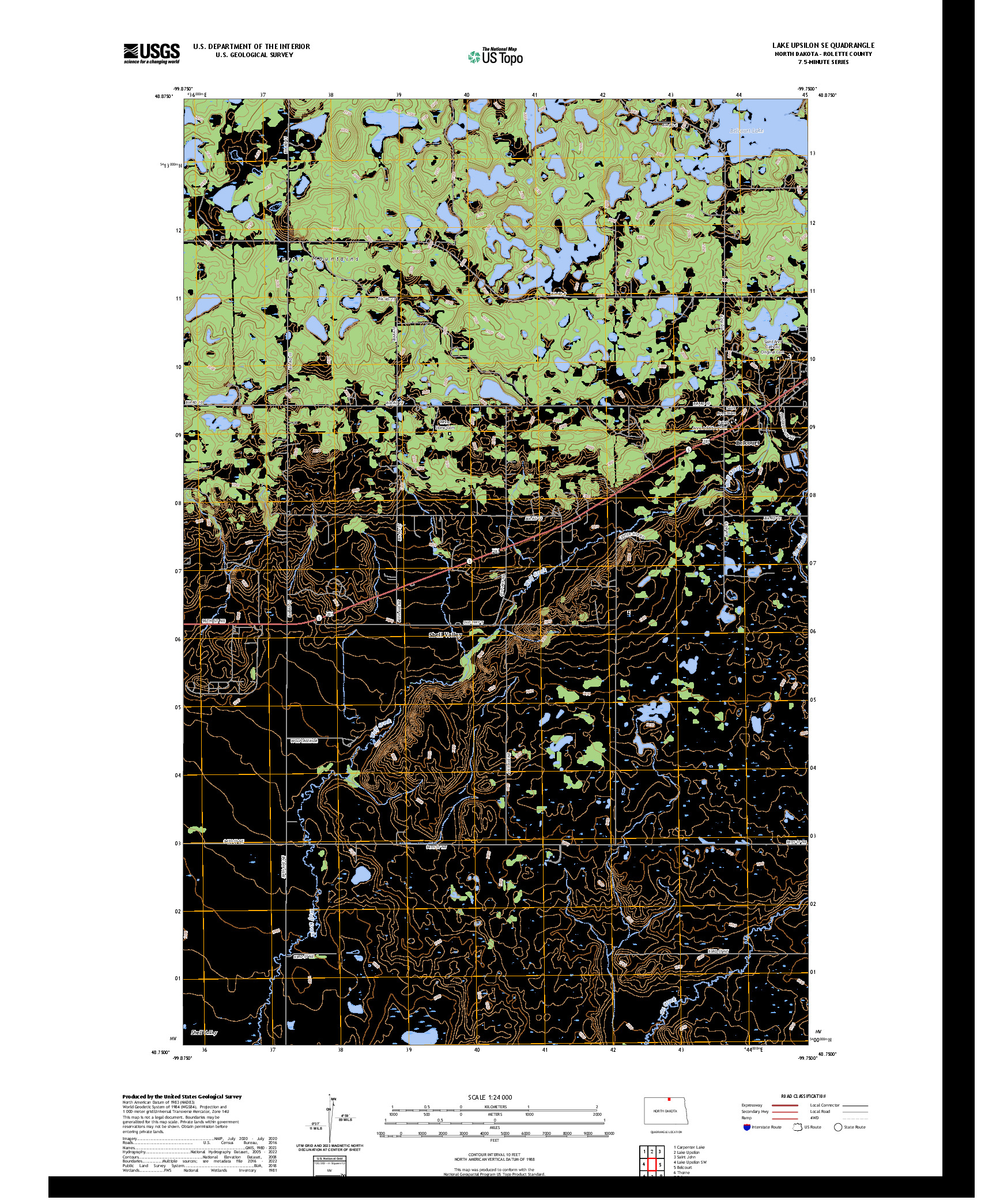 US TOPO 7.5-MINUTE MAP FOR LAKE UPSILON SE, ND