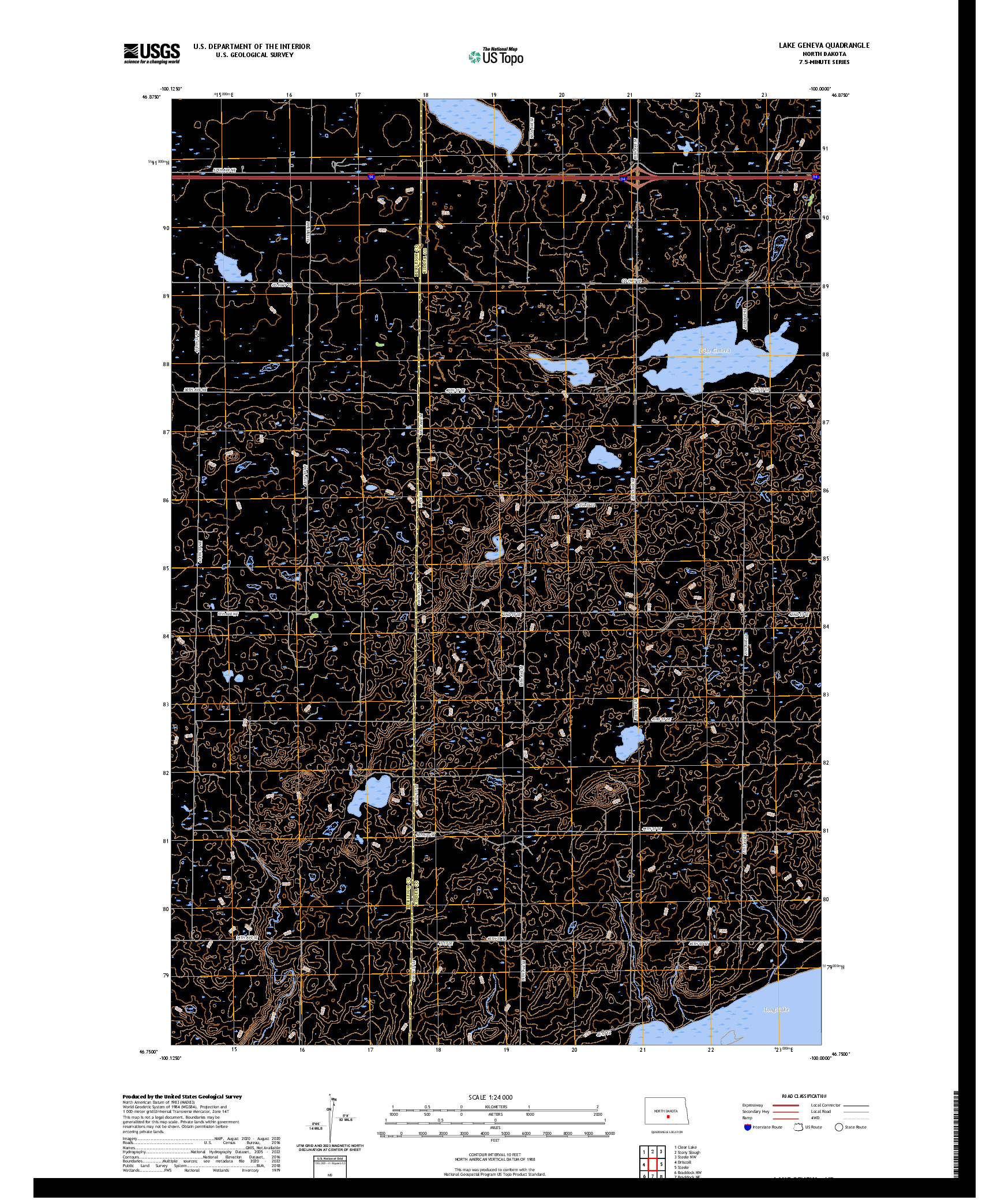 US TOPO 7.5-MINUTE MAP FOR LAKE GENEVA, ND
