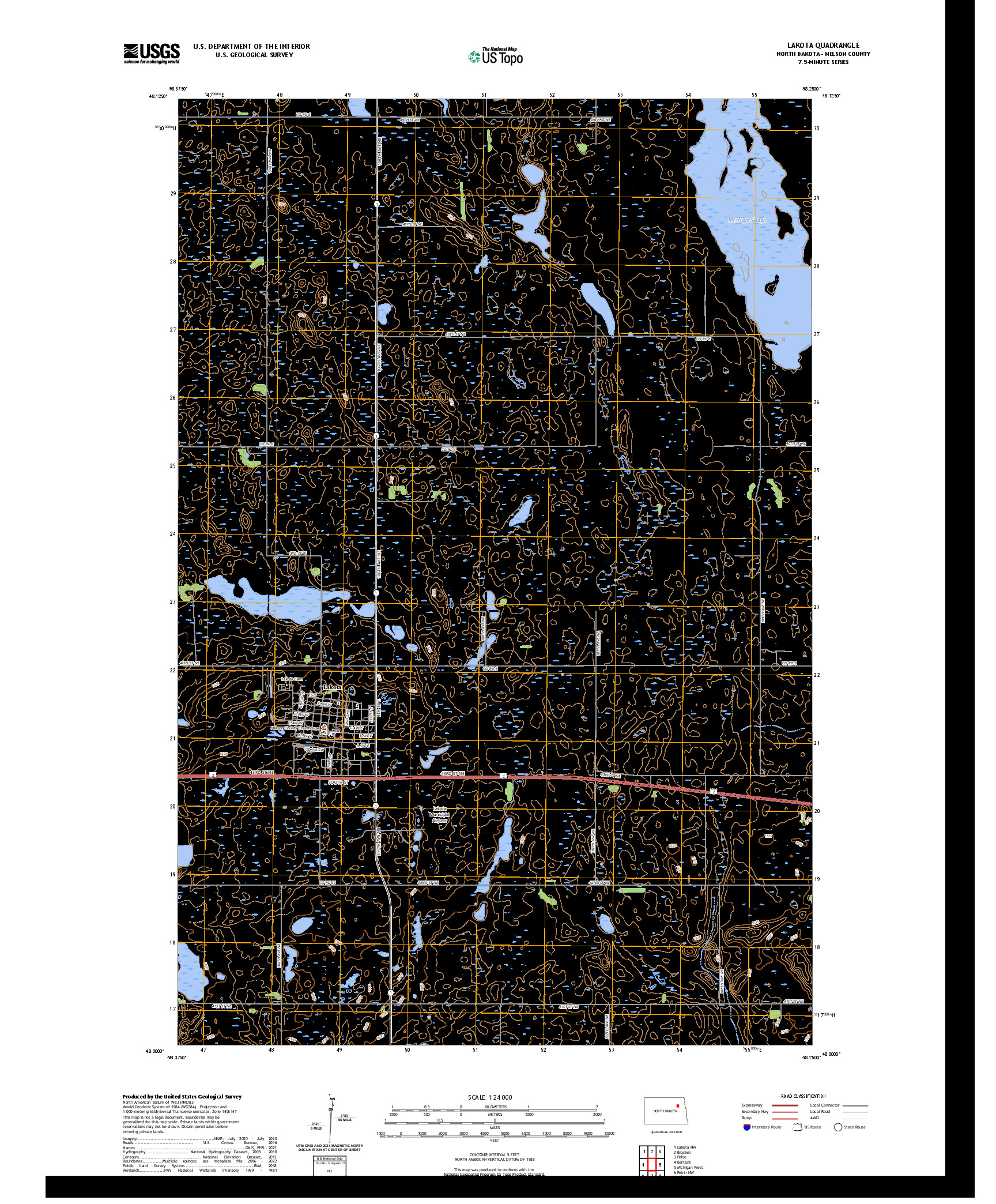 US TOPO 7.5-MINUTE MAP FOR LAKOTA, ND