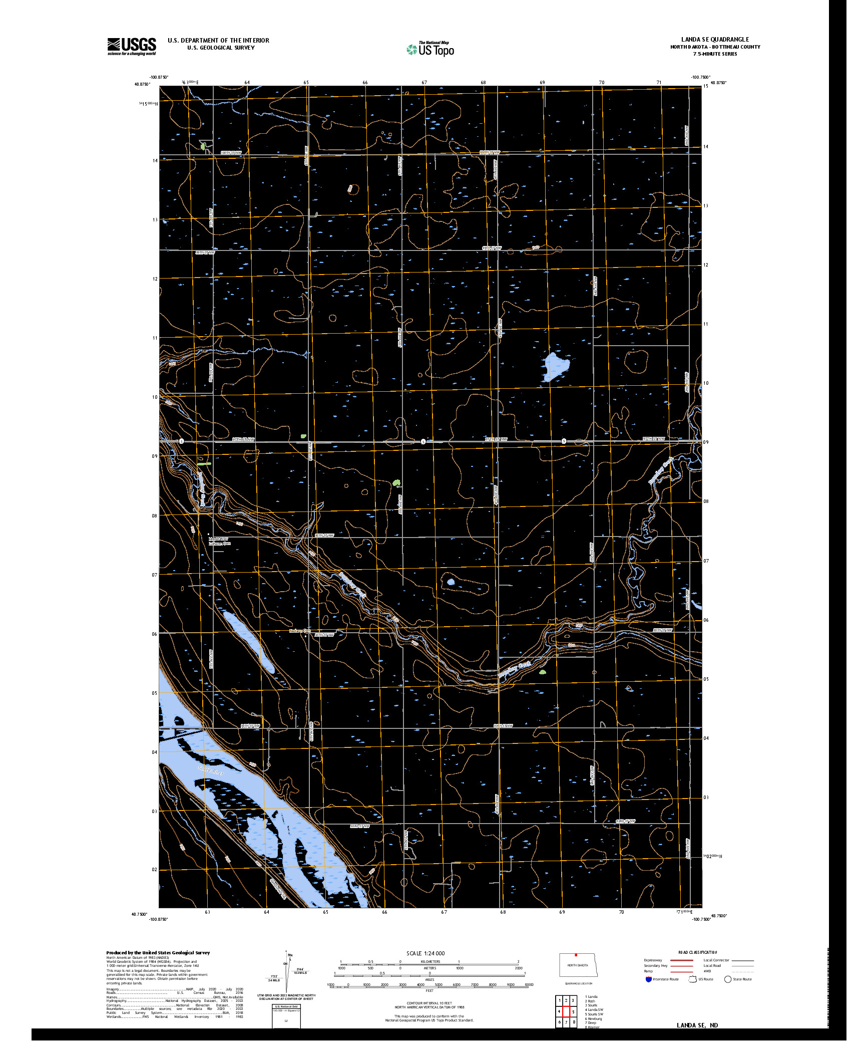 US TOPO 7.5-MINUTE MAP FOR LANDA SE, ND