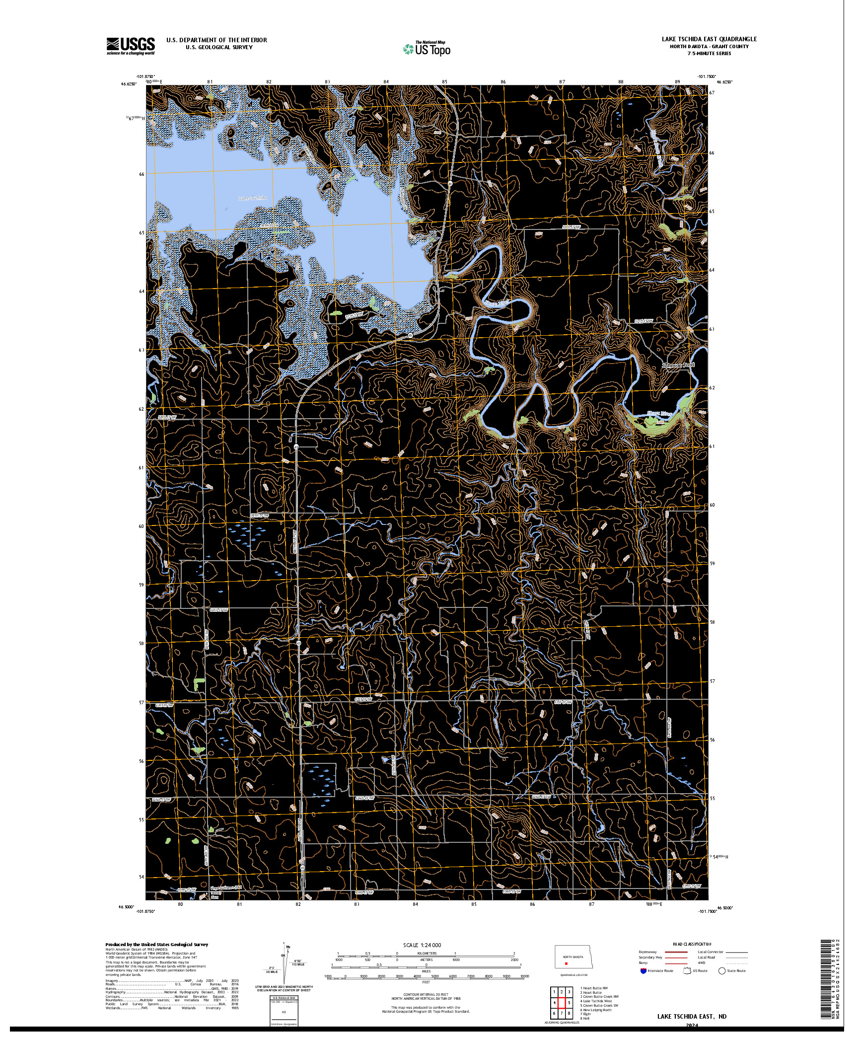 US TOPO 7.5-MINUTE MAP FOR LAKE TSCHIDA EAST, ND