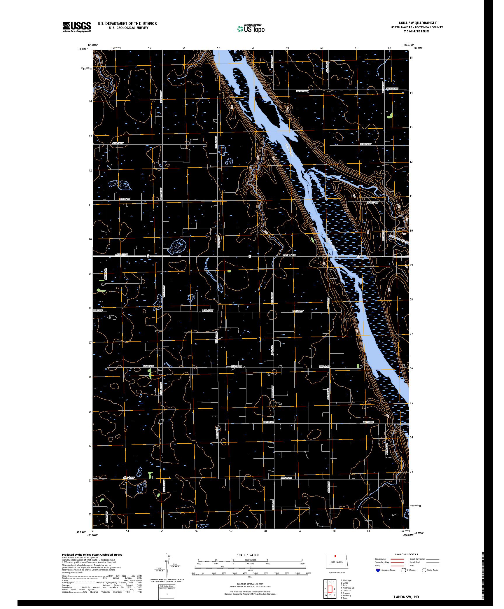 US TOPO 7.5-MINUTE MAP FOR LANDA SW, ND