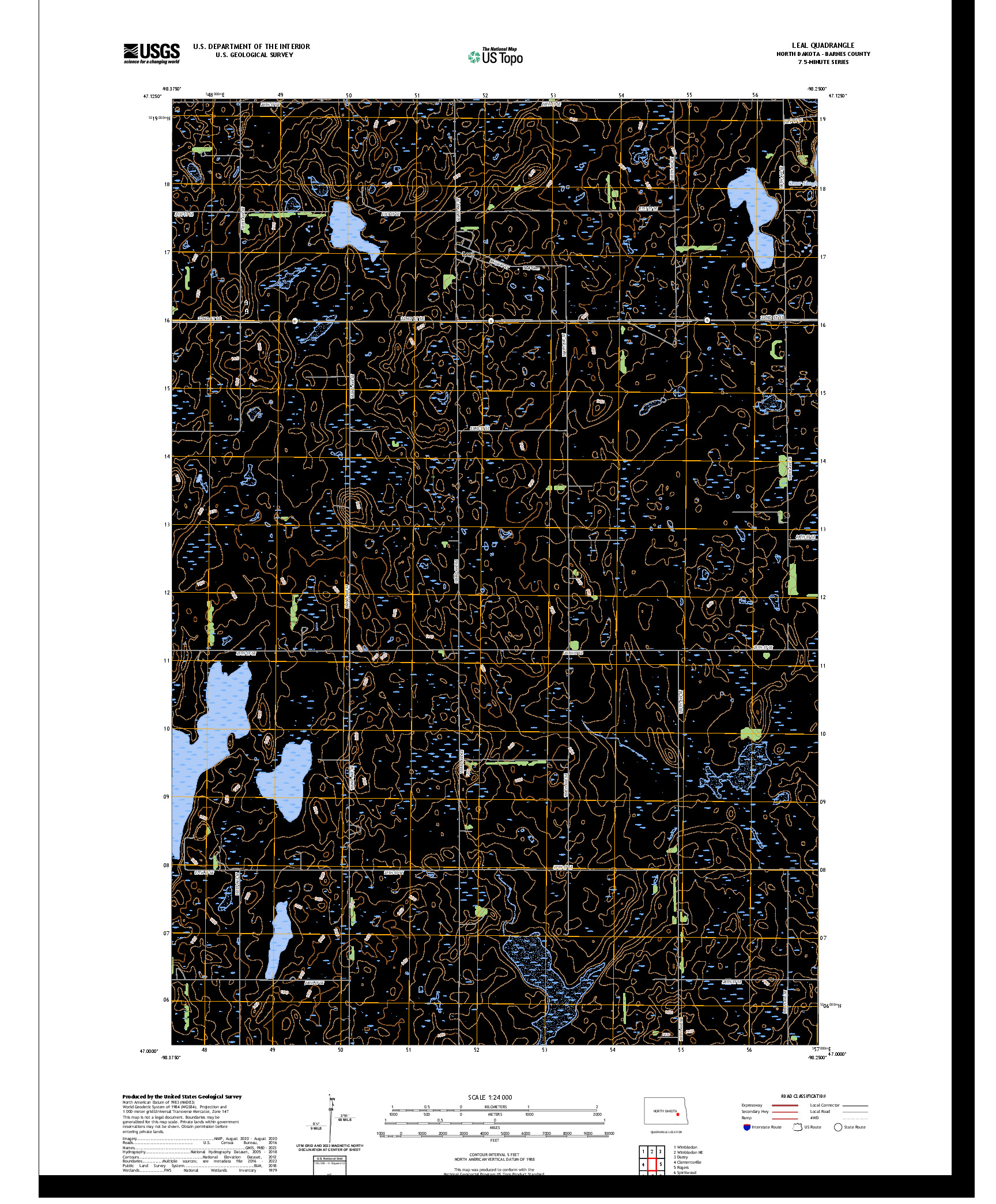 US TOPO 7.5-MINUTE MAP FOR LEAL, ND