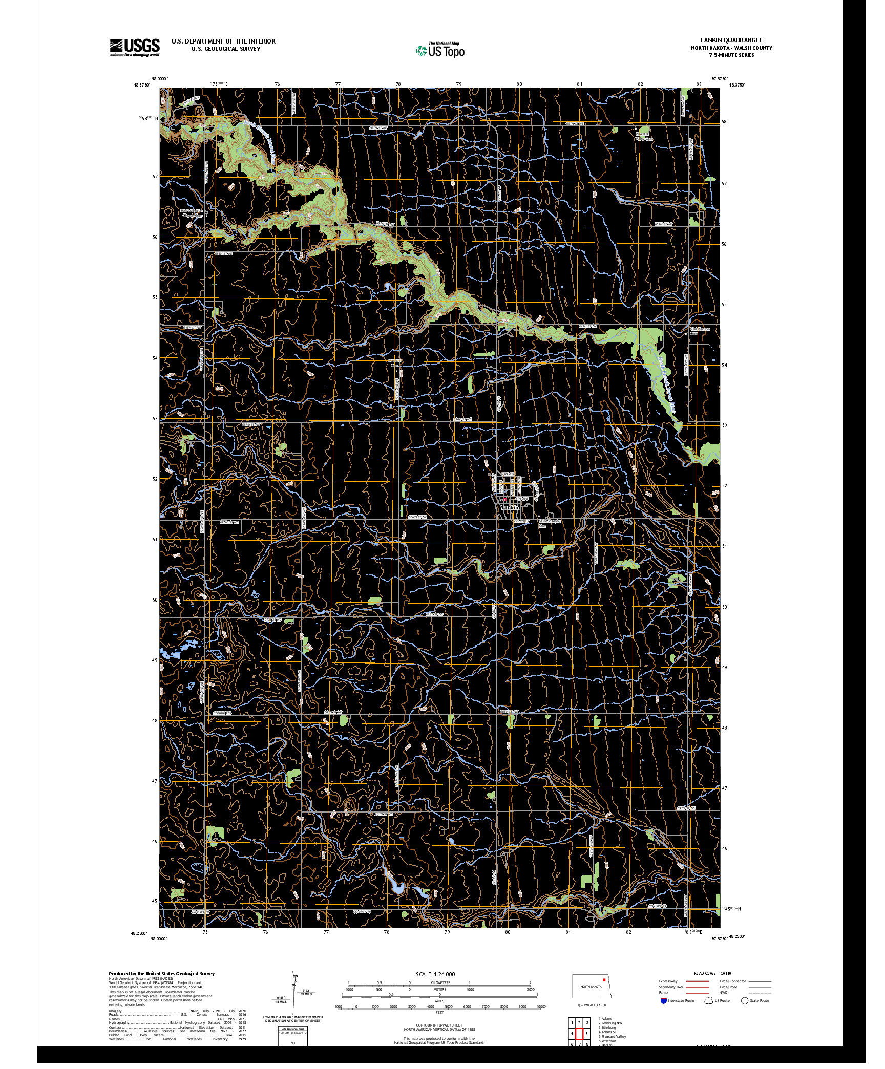 US TOPO 7.5-MINUTE MAP FOR LANKIN, ND