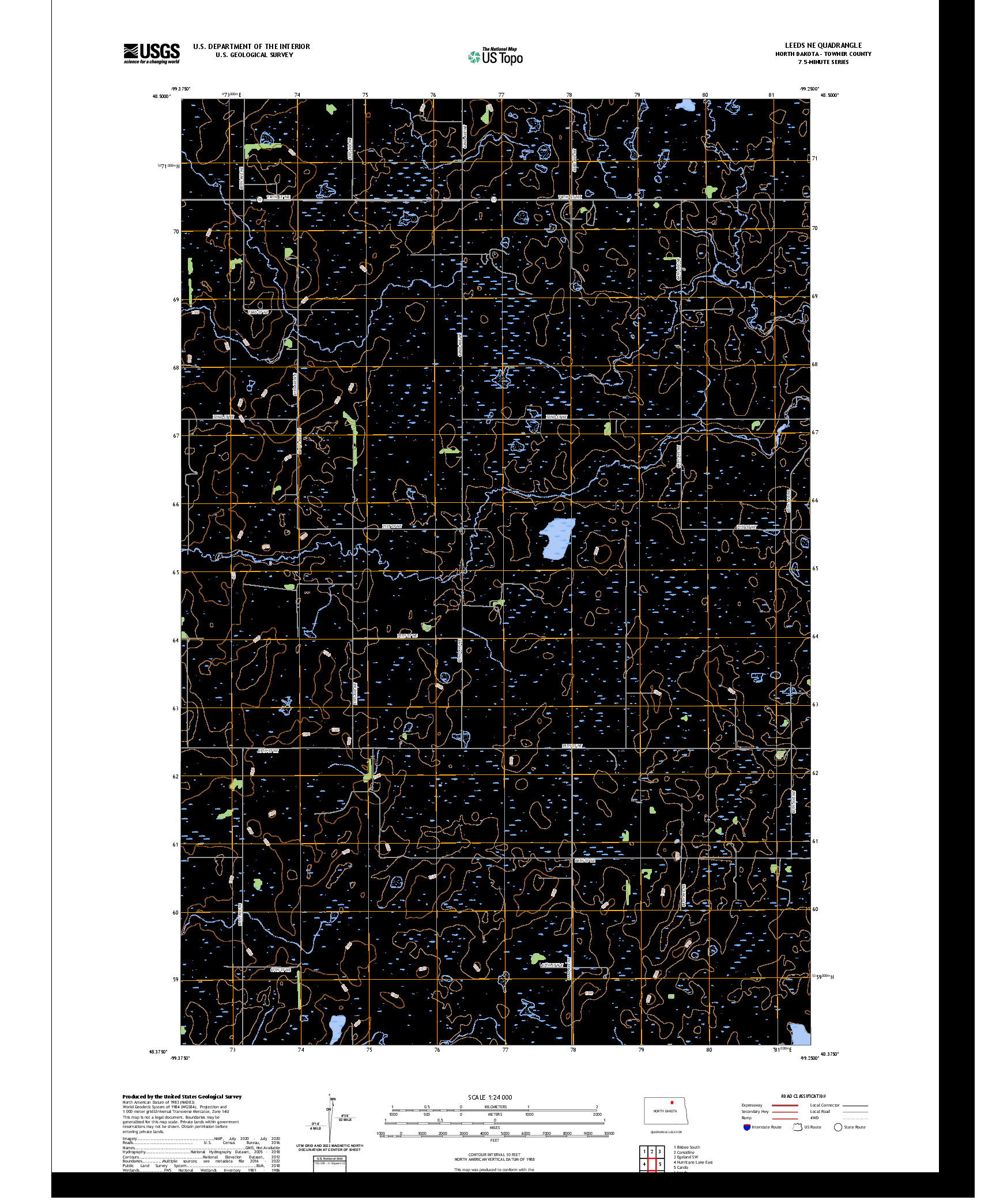 US TOPO 7.5-MINUTE MAP FOR LEEDS NE, ND