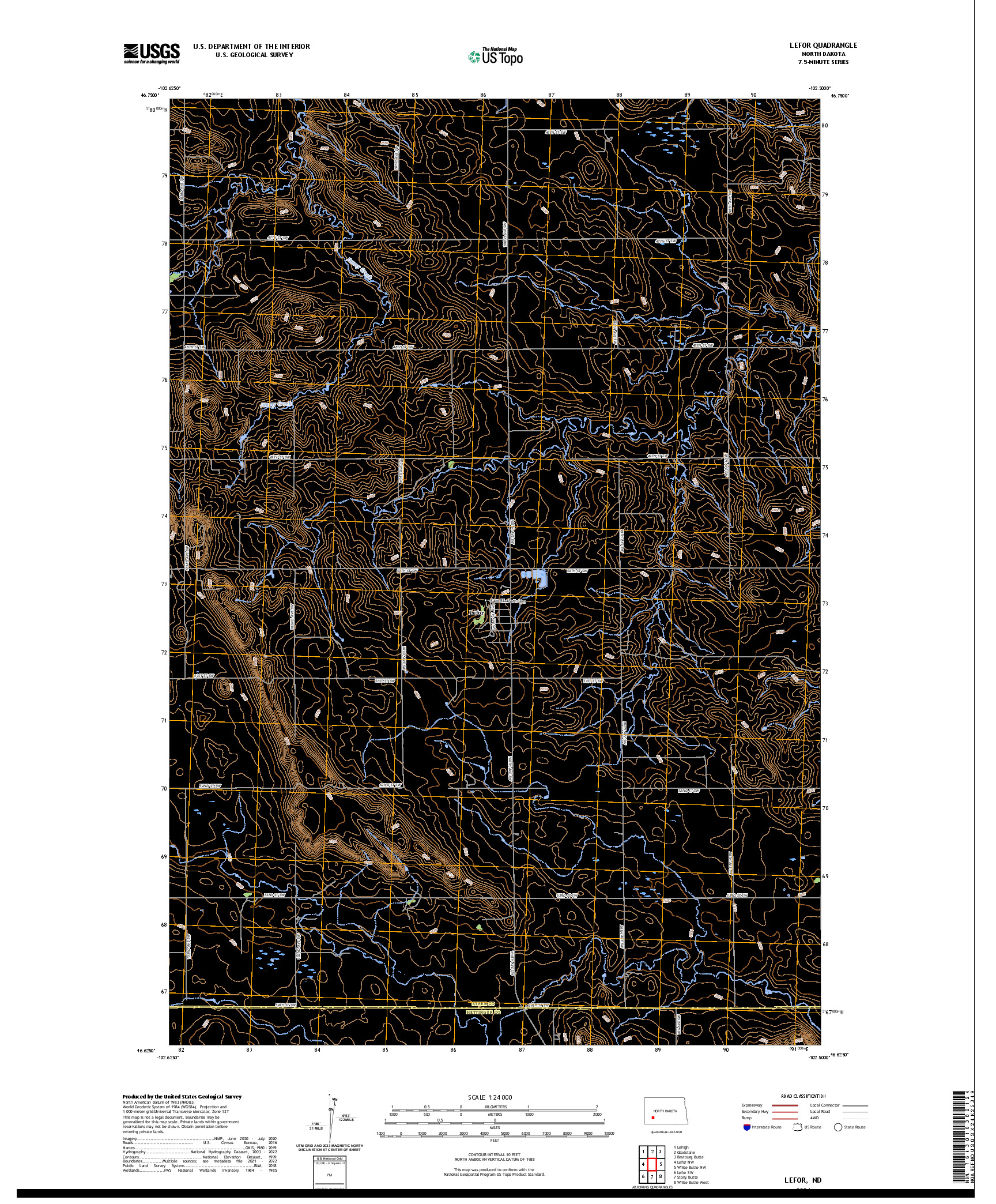 US TOPO 7.5-MINUTE MAP FOR LEFOR, ND