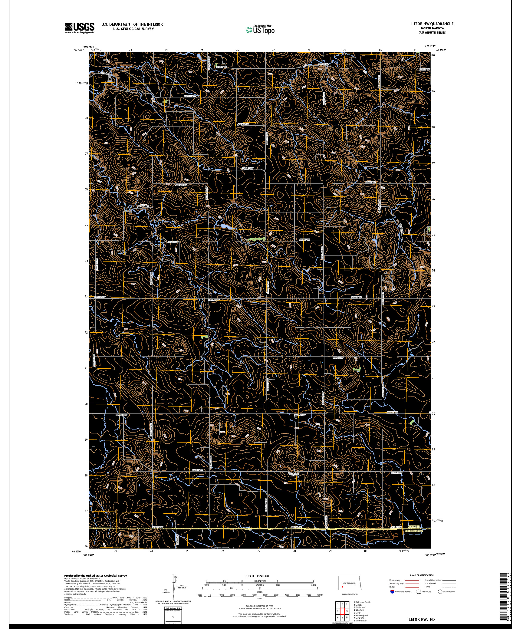 US TOPO 7.5-MINUTE MAP FOR LEFOR NW, ND