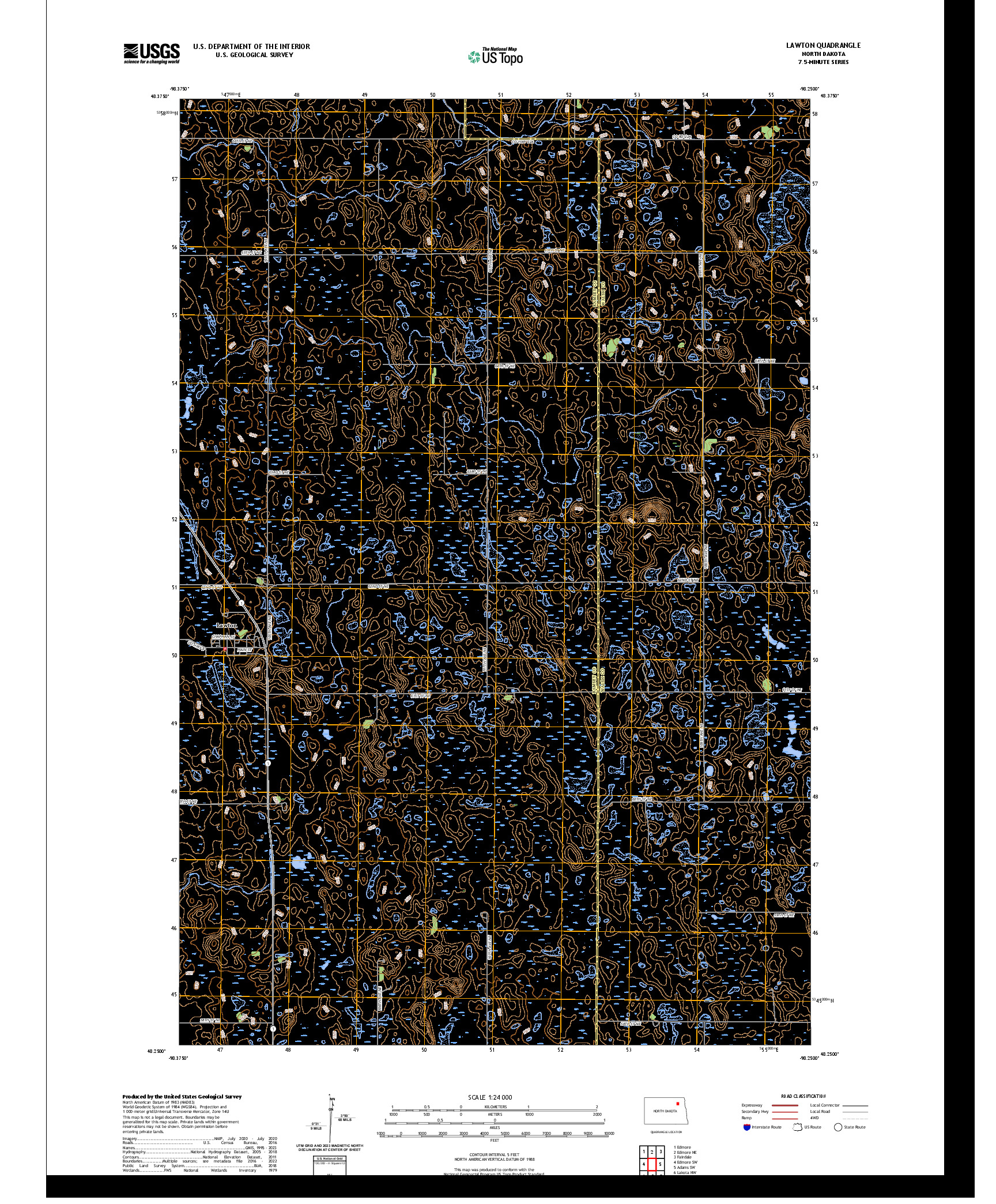 US TOPO 7.5-MINUTE MAP FOR LAWTON, ND