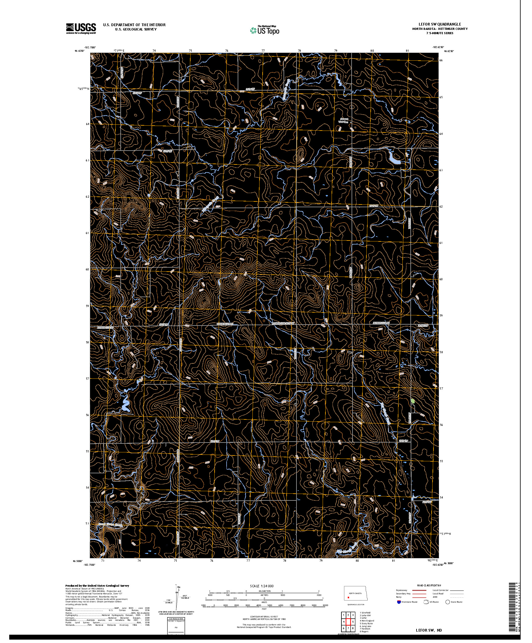 US TOPO 7.5-MINUTE MAP FOR LEFOR SW, ND