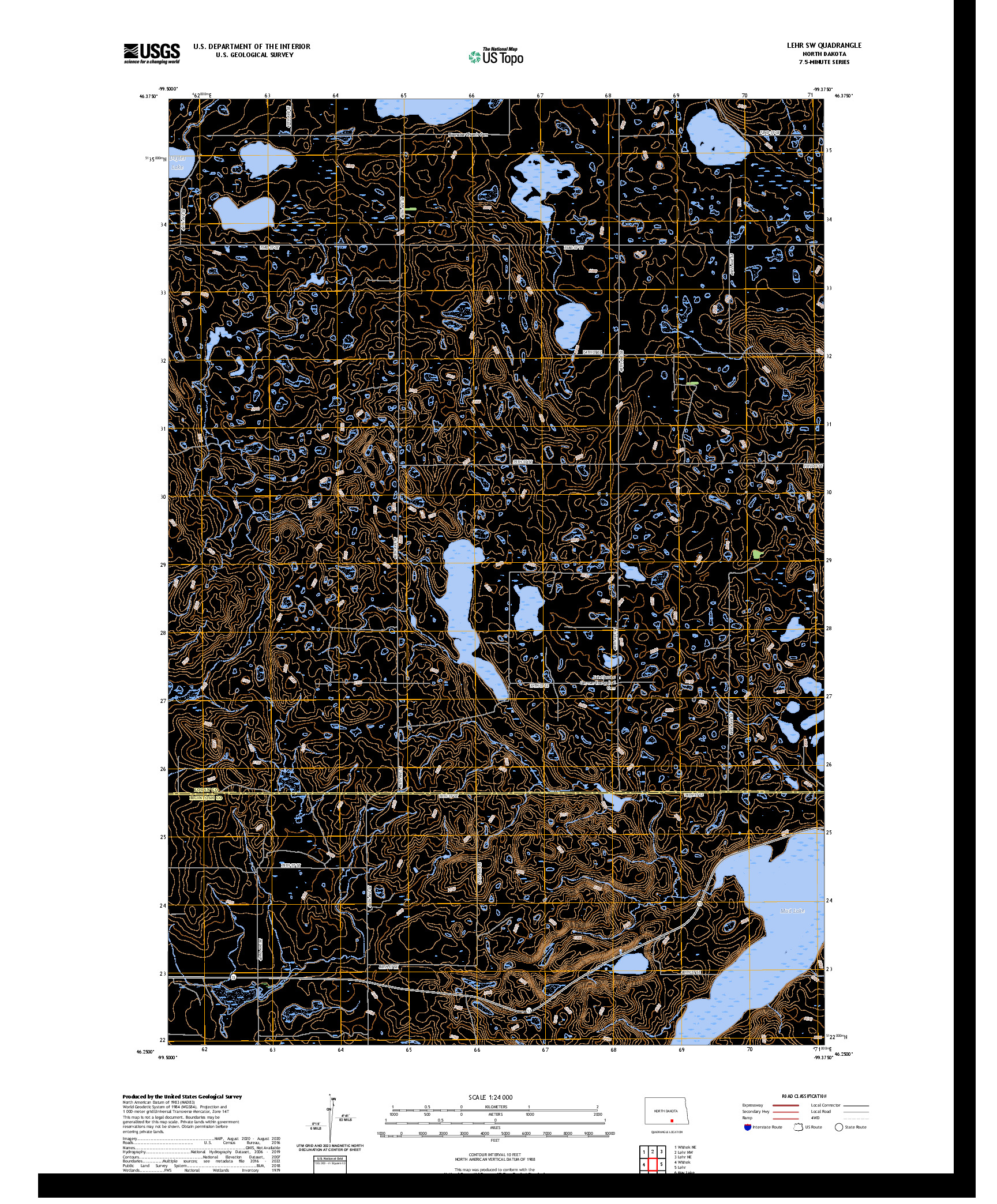 US TOPO 7.5-MINUTE MAP FOR LEHR SW, ND