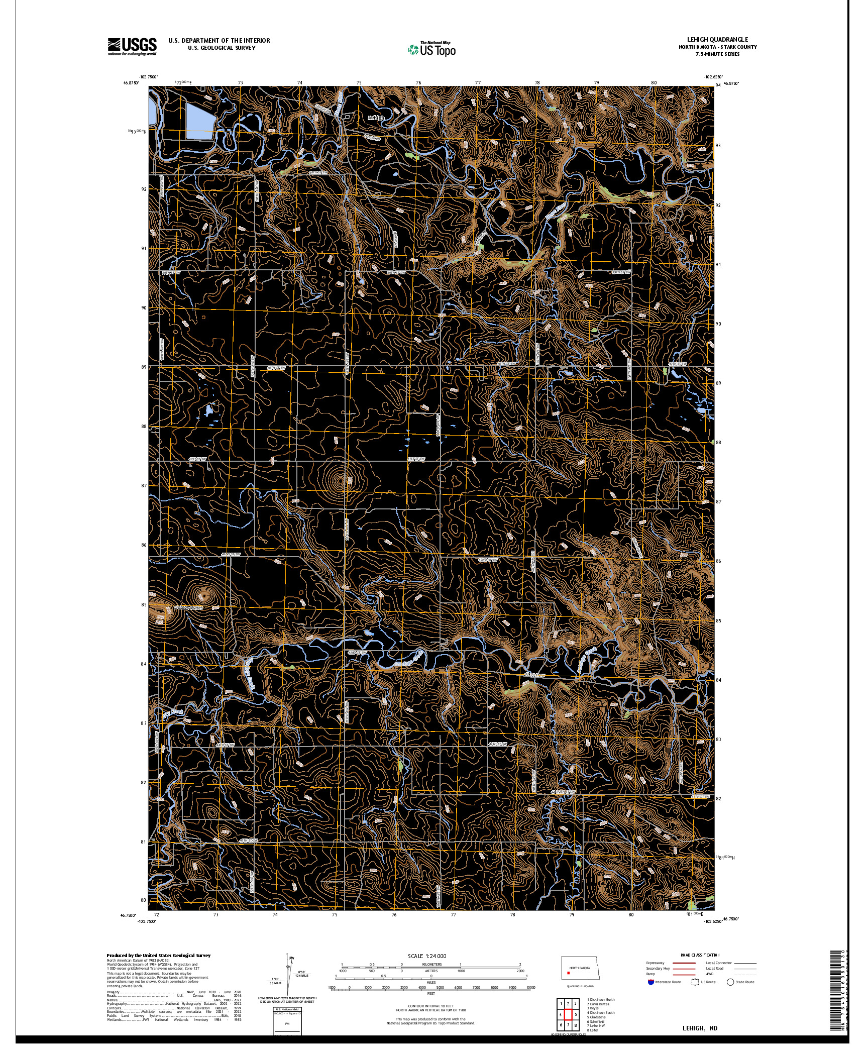 US TOPO 7.5-MINUTE MAP FOR LEHIGH, ND