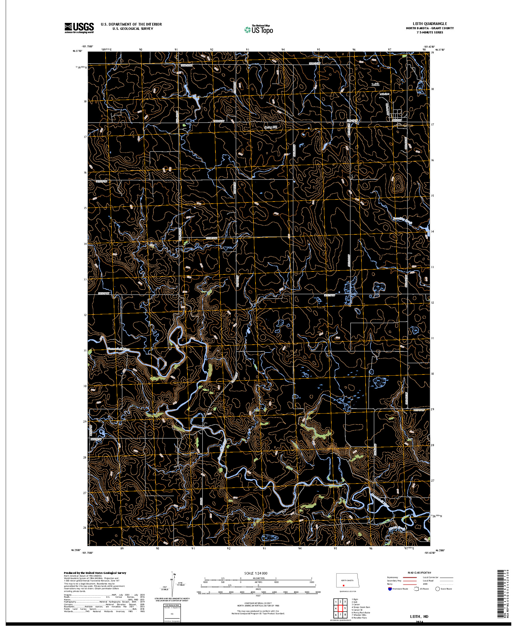 US TOPO 7.5-MINUTE MAP FOR LEITH, ND