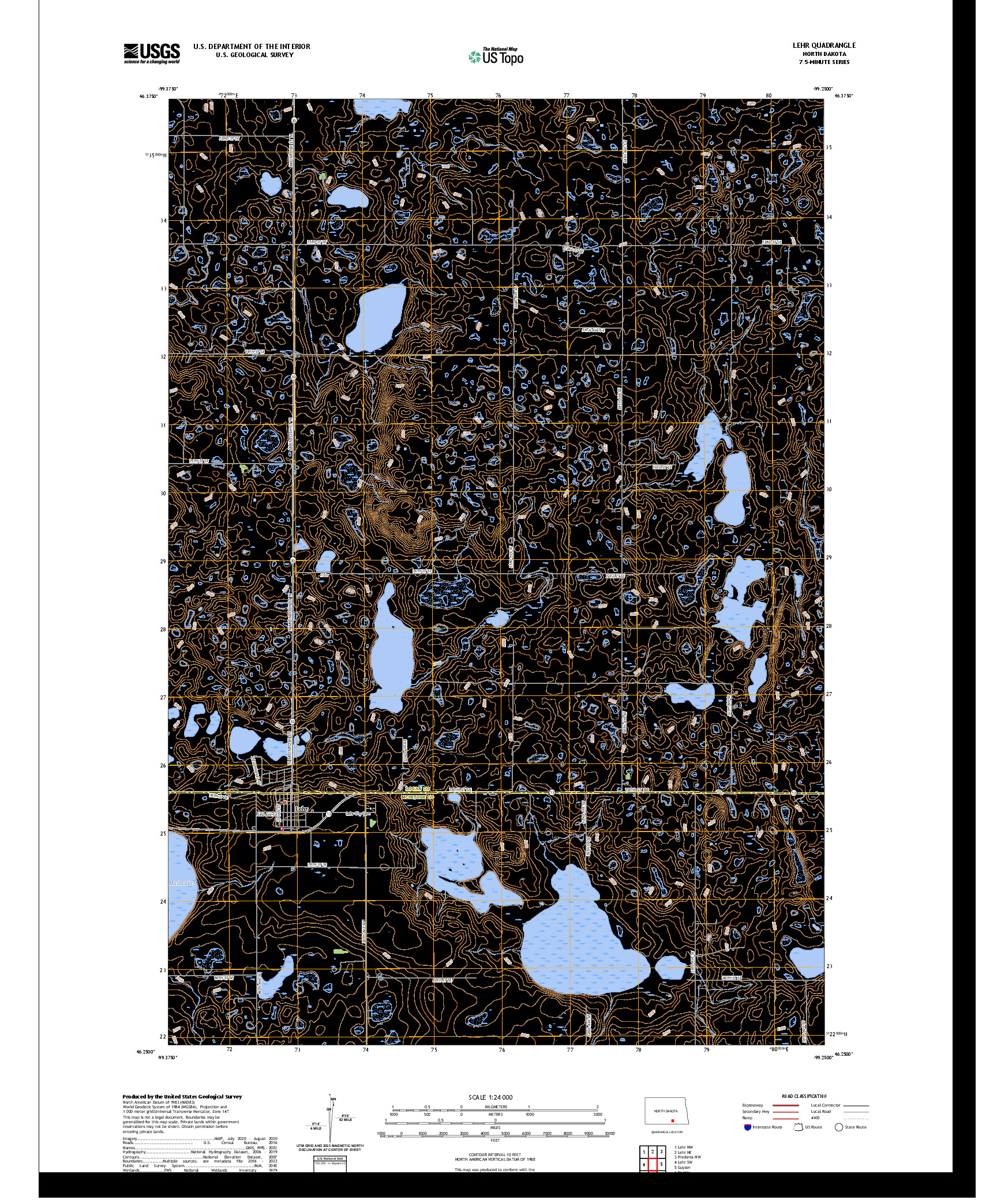 US TOPO 7.5-MINUTE MAP FOR LEHR, ND