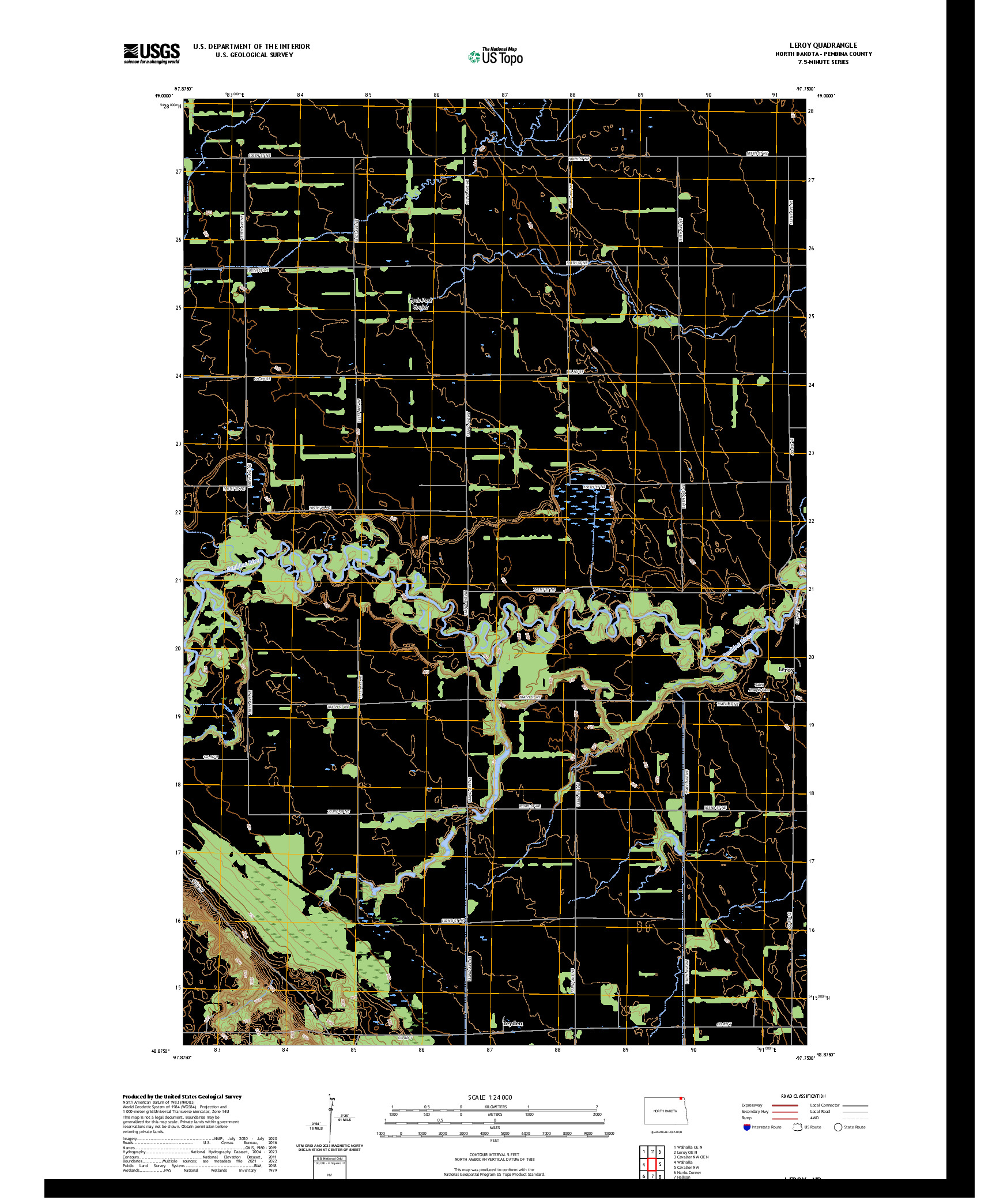 US TOPO 7.5-MINUTE MAP FOR LEROY, ND