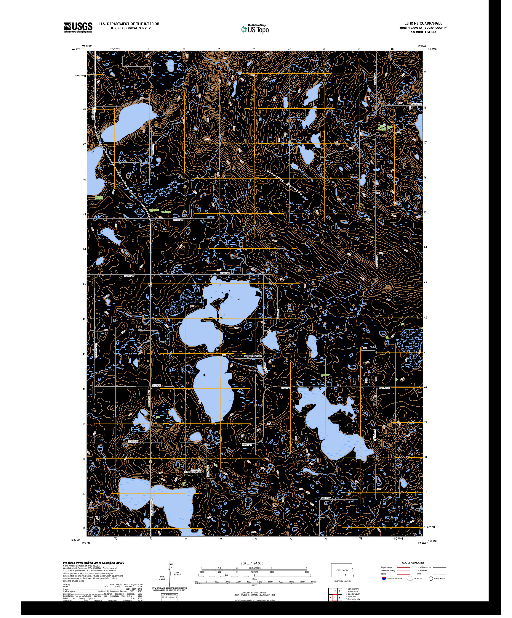 US TOPO 7.5-MINUTE MAP FOR LEHR NE, ND