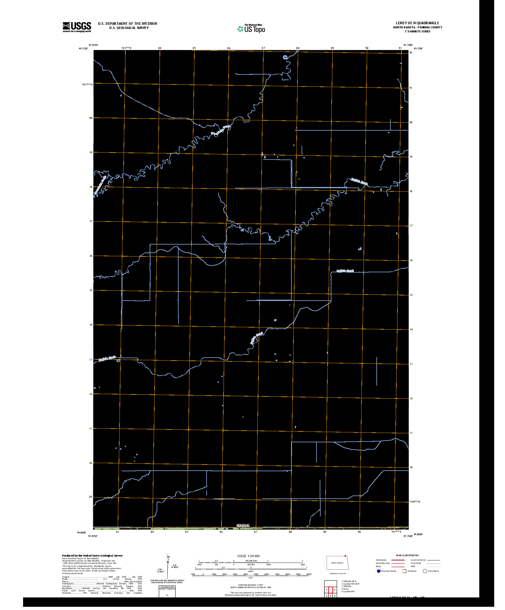 US TOPO 7.5-MINUTE MAP FOR LEROY OE N, ND,MB