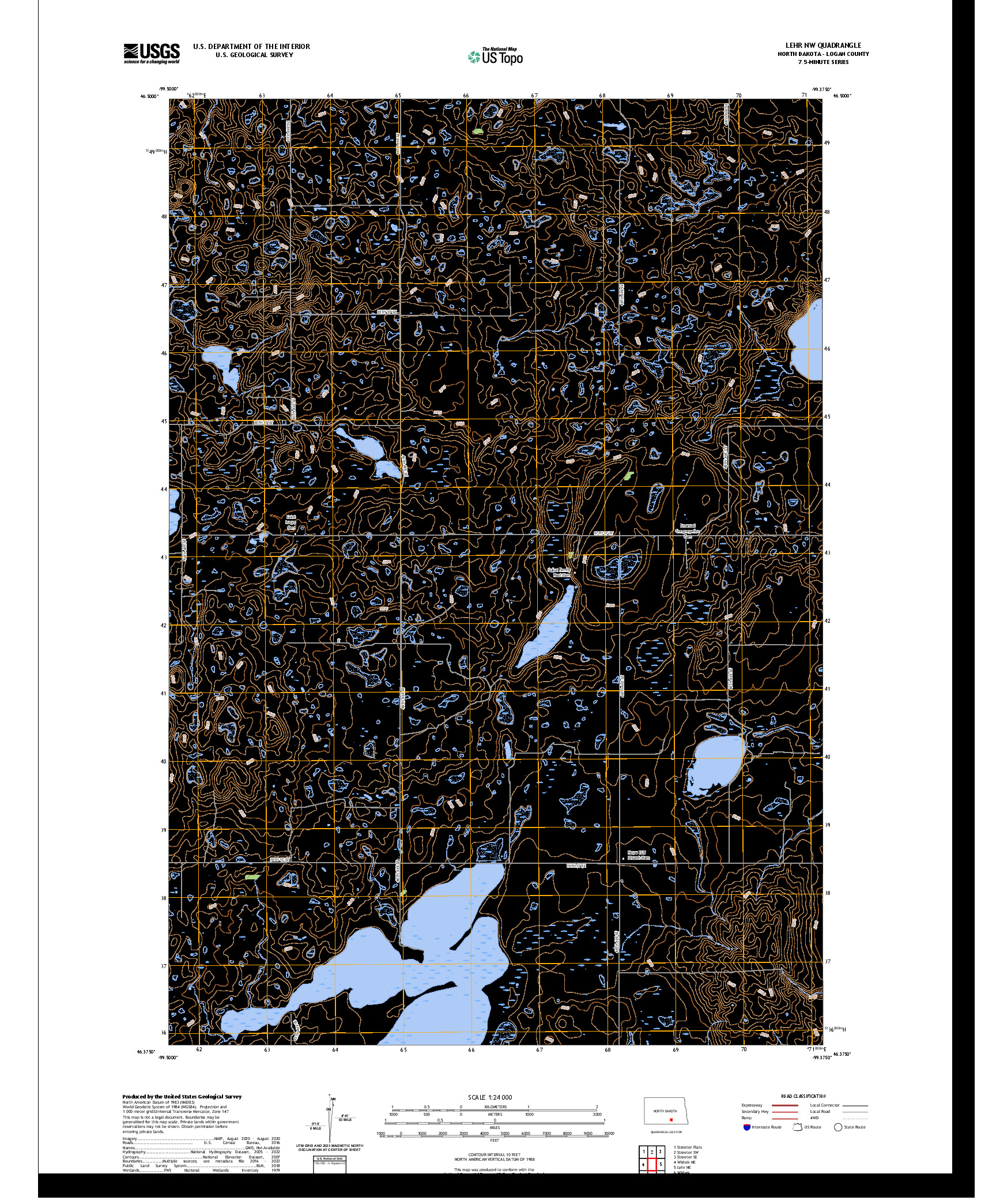US TOPO 7.5-MINUTE MAP FOR LEHR NW, ND