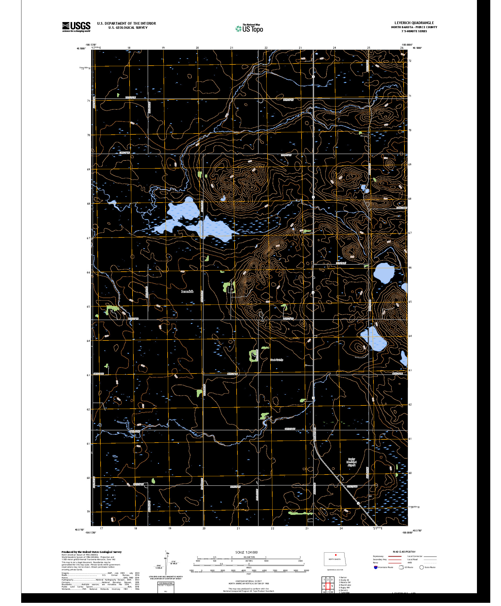 US TOPO 7.5-MINUTE MAP FOR LEVERICH, ND
