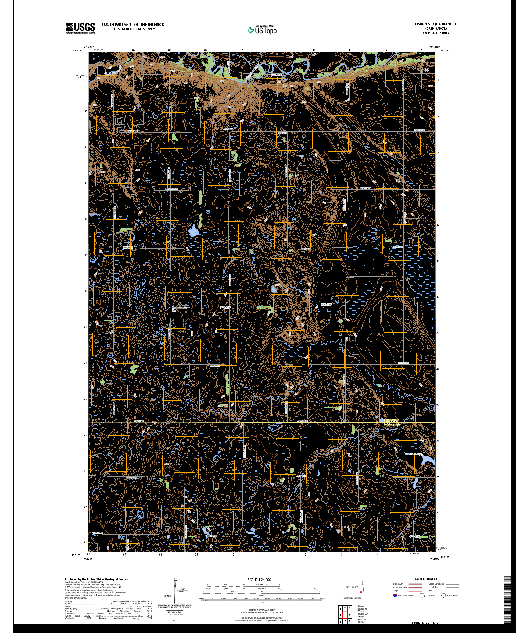 US TOPO 7.5-MINUTE MAP FOR LISBON SE, ND