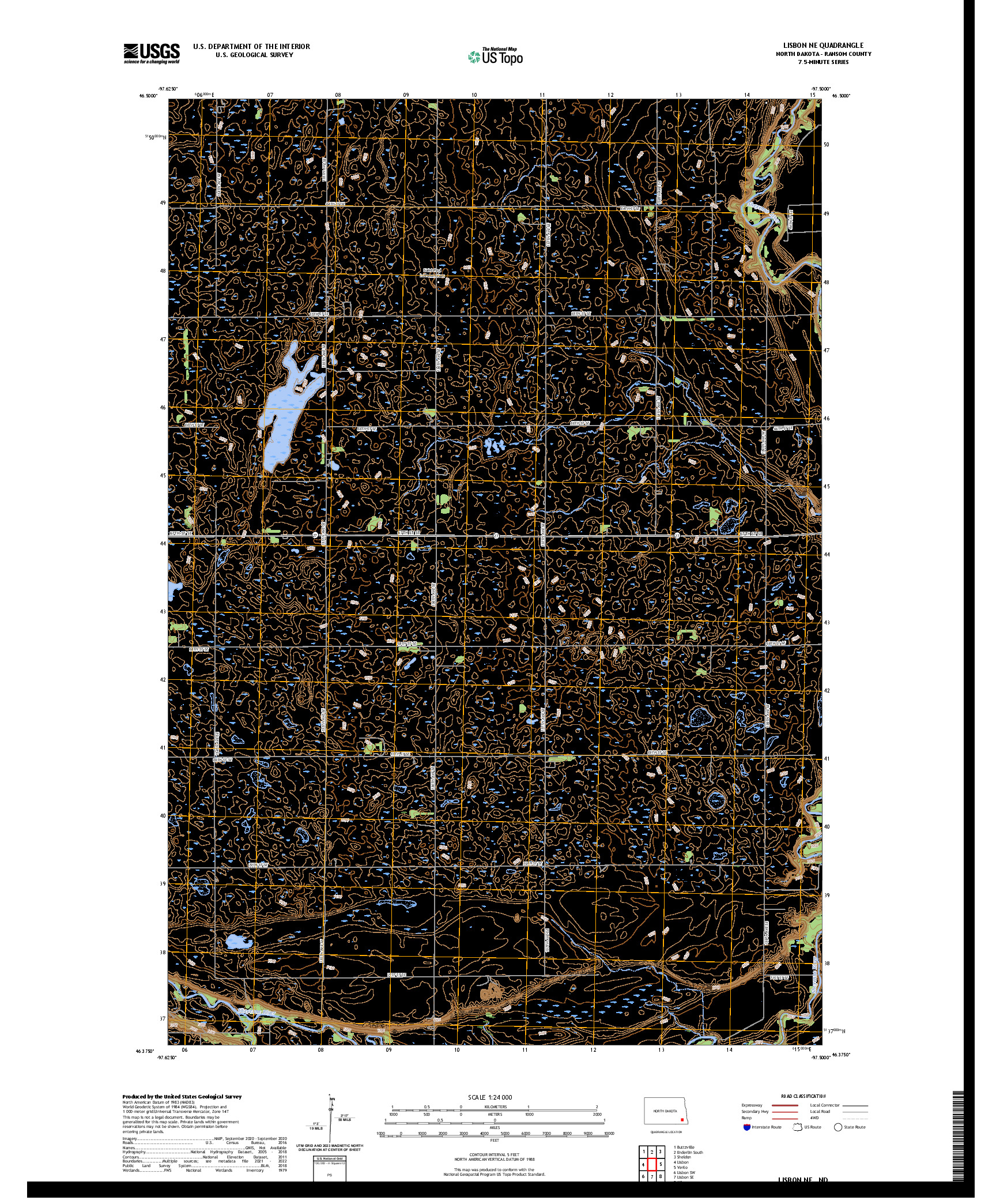 US TOPO 7.5-MINUTE MAP FOR LISBON NE, ND