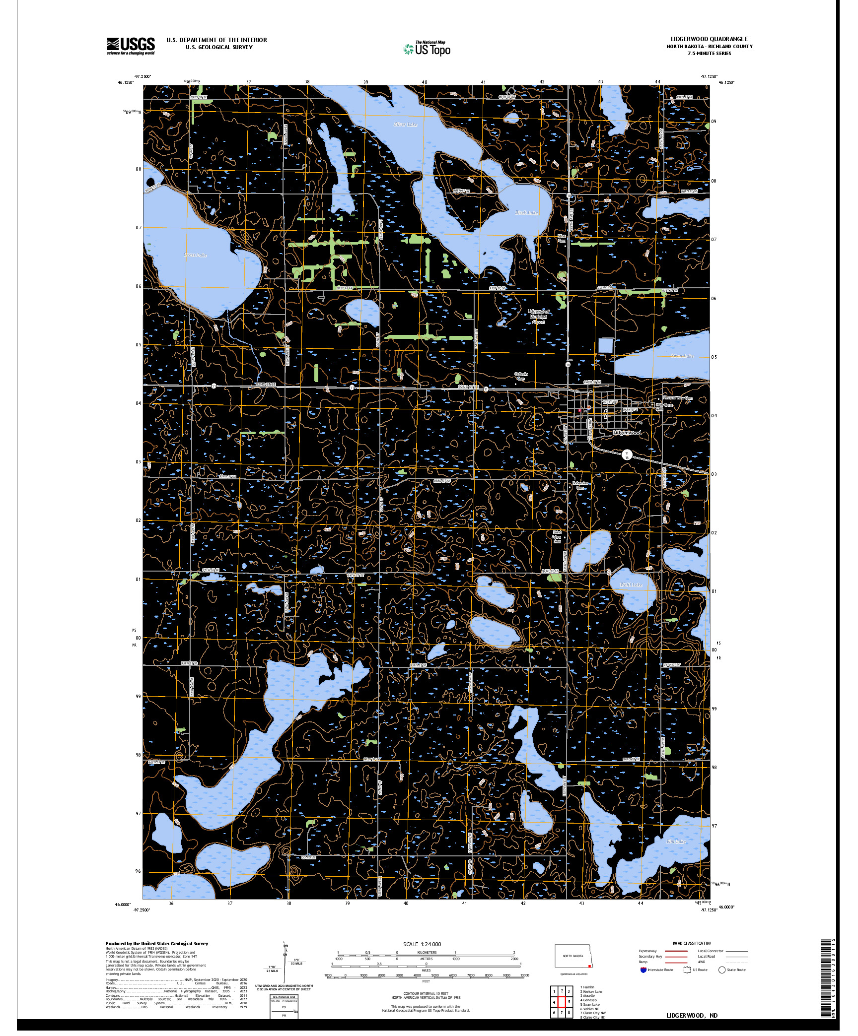 US TOPO 7.5-MINUTE MAP FOR LIDGERWOOD, ND