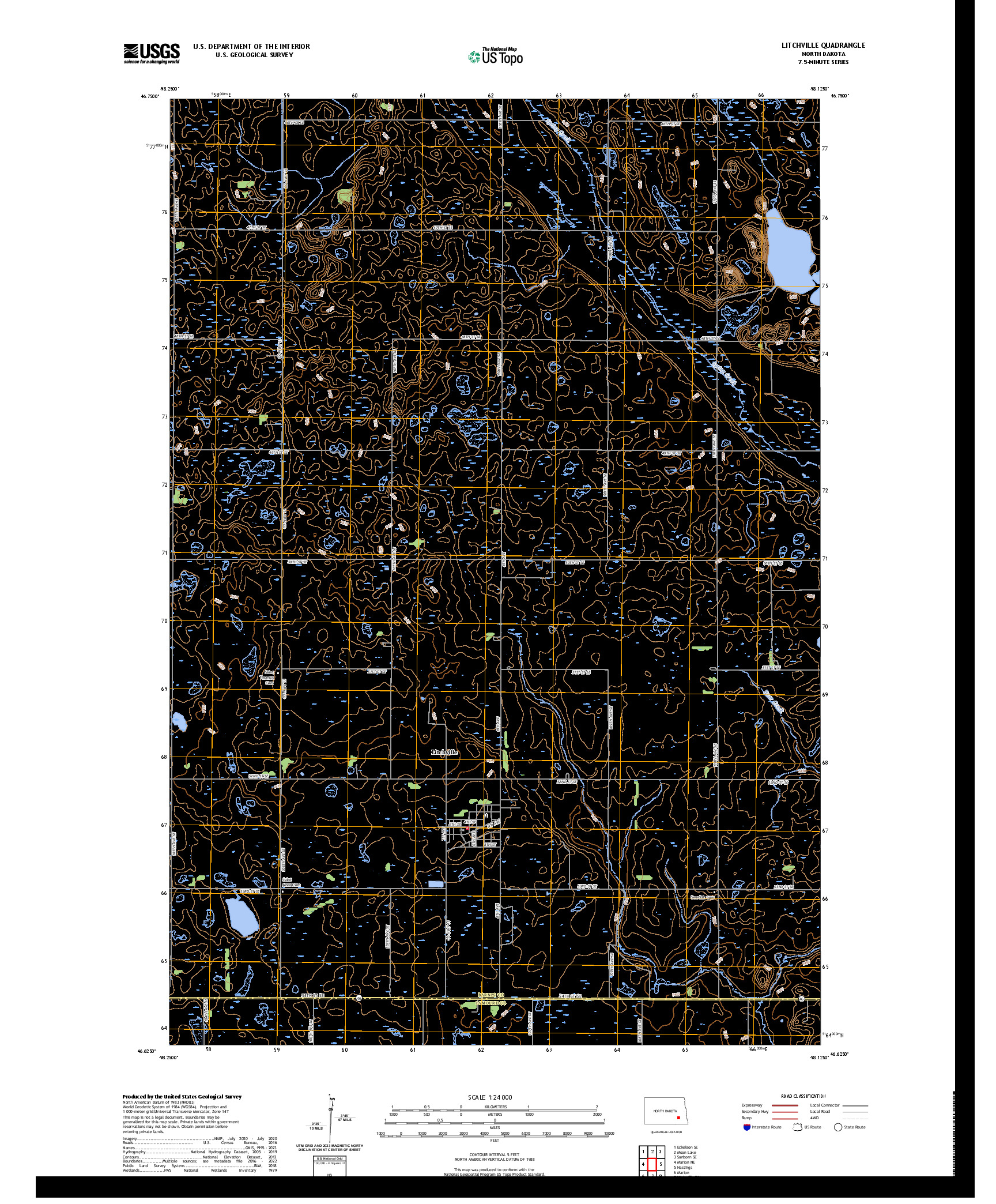 US TOPO 7.5-MINUTE MAP FOR LITCHVILLE, ND