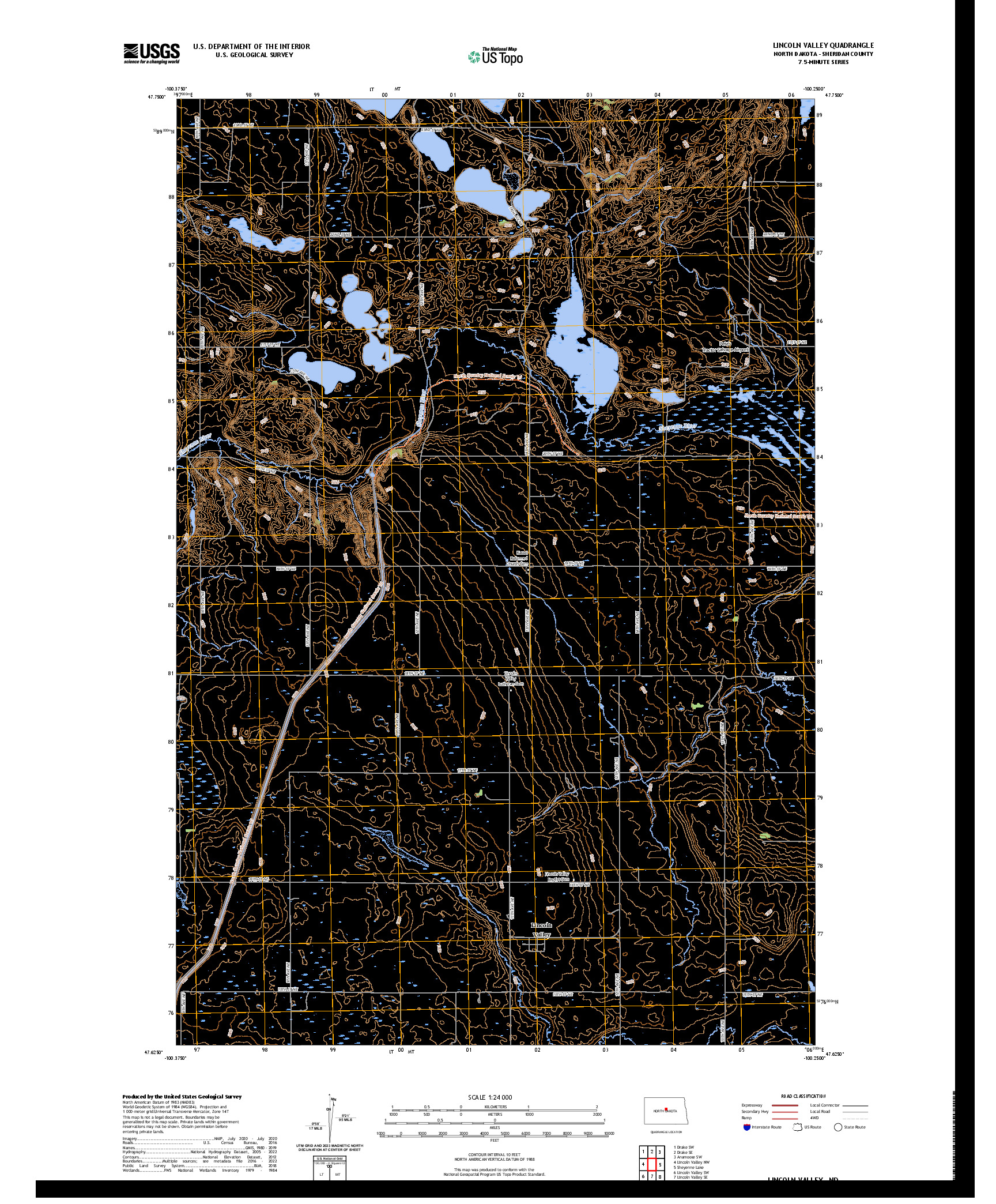 US TOPO 7.5-MINUTE MAP FOR LINCOLN VALLEY, ND