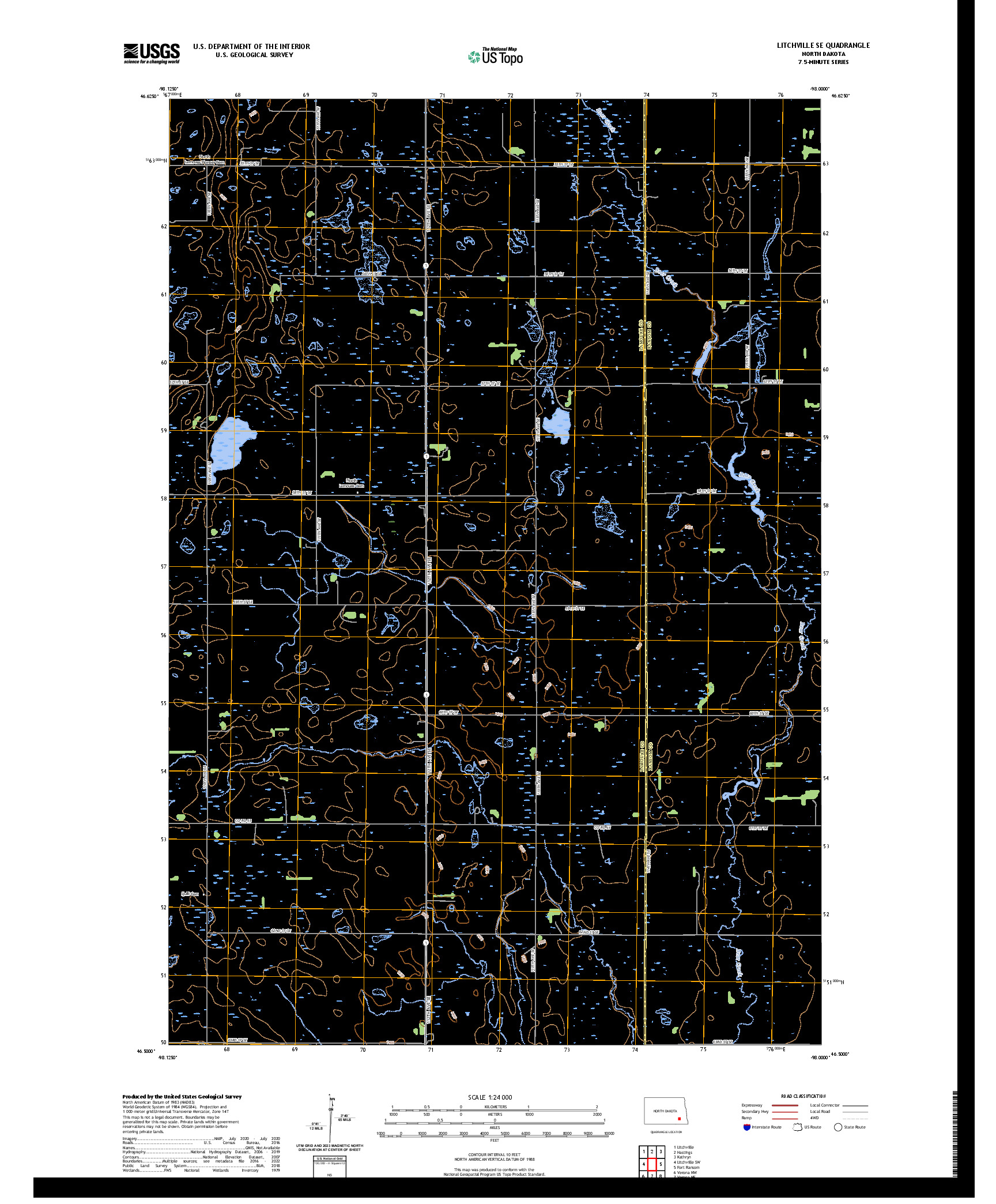 US TOPO 7.5-MINUTE MAP FOR LITCHVILLE SE, ND