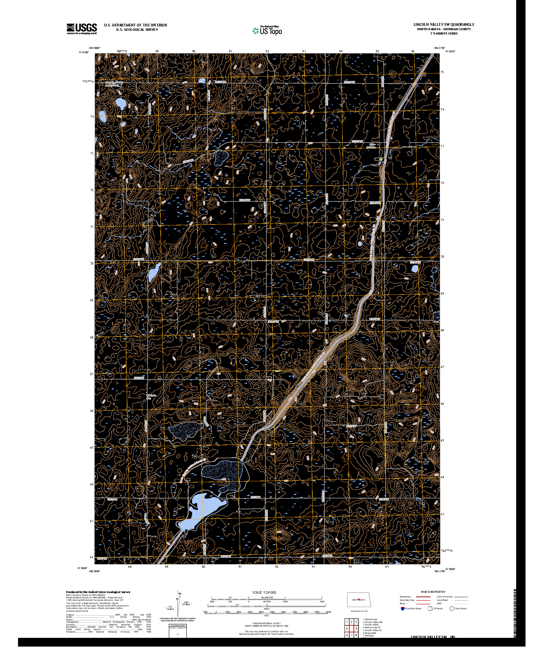 US TOPO 7.5-MINUTE MAP FOR LINCOLN VALLEY SW, ND