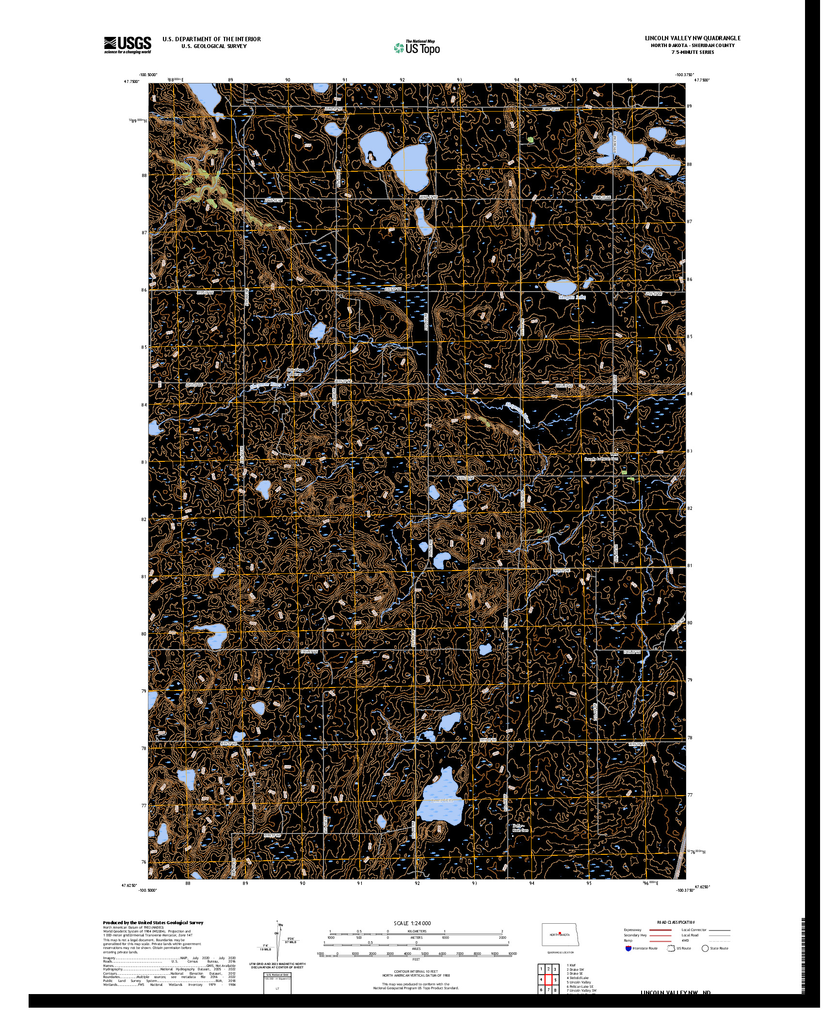 US TOPO 7.5-MINUTE MAP FOR LINCOLN VALLEY NW, ND
