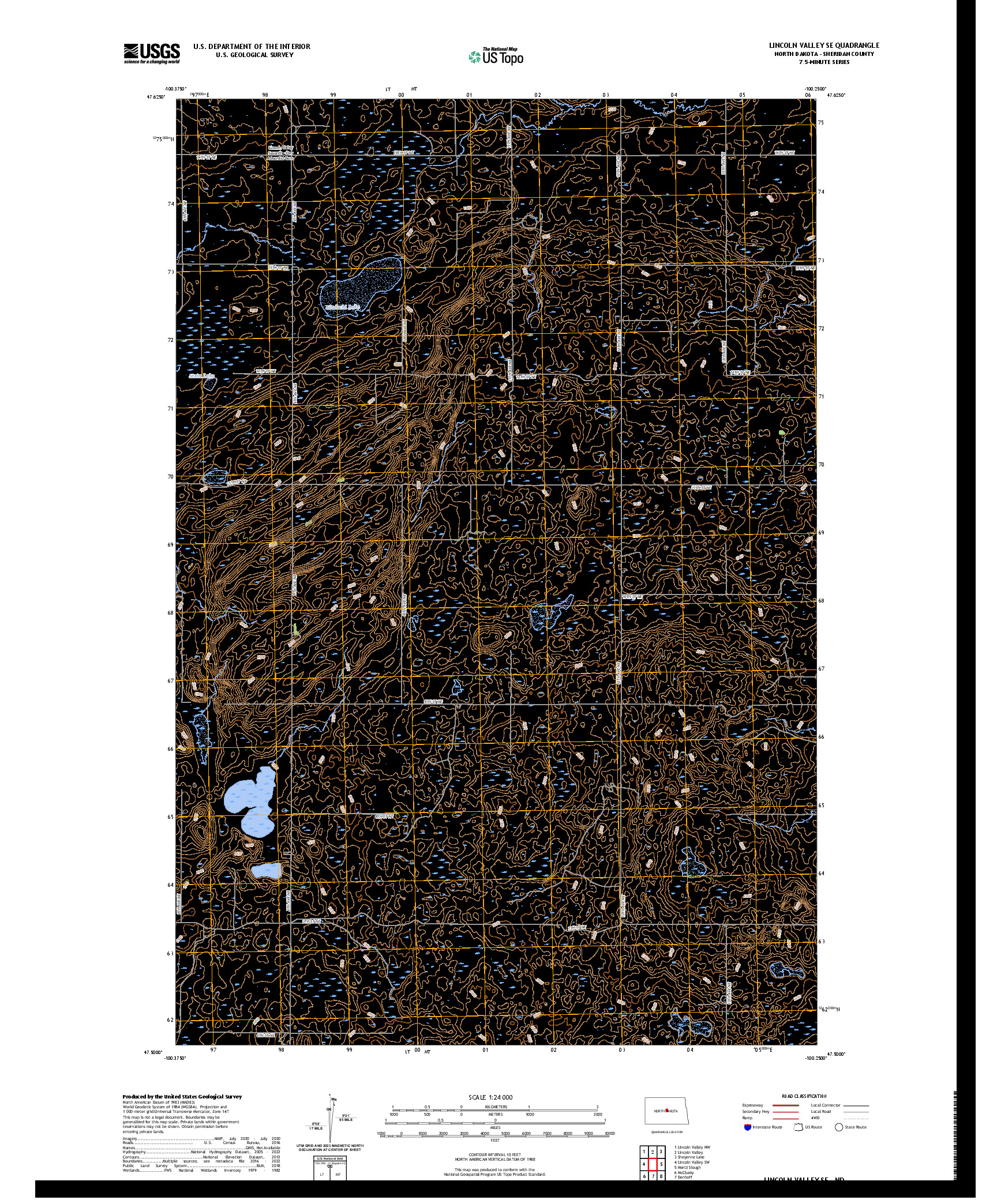 US TOPO 7.5-MINUTE MAP FOR LINCOLN VALLEY SE, ND