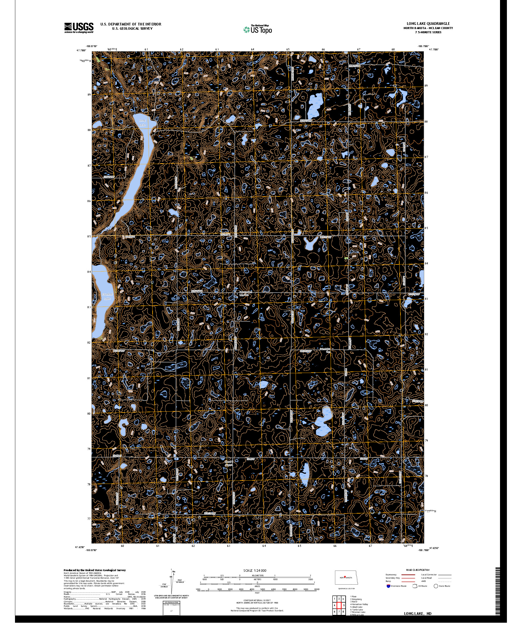 US TOPO 7.5-MINUTE MAP FOR LONG LAKE, ND