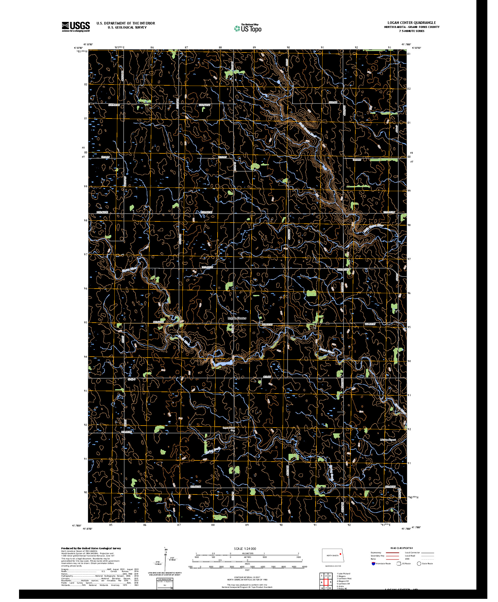 US TOPO 7.5-MINUTE MAP FOR LOGAN CENTER, ND
