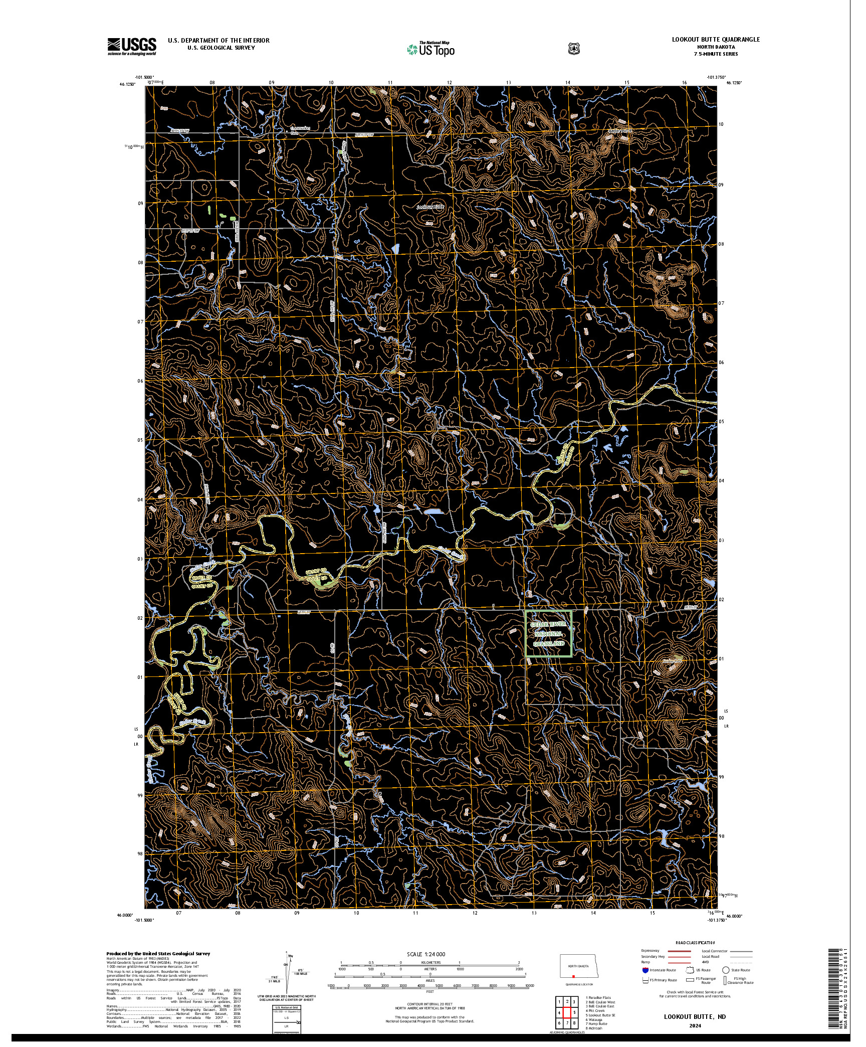 US TOPO 7.5-MINUTE MAP FOR LOOKOUT BUTTE, ND