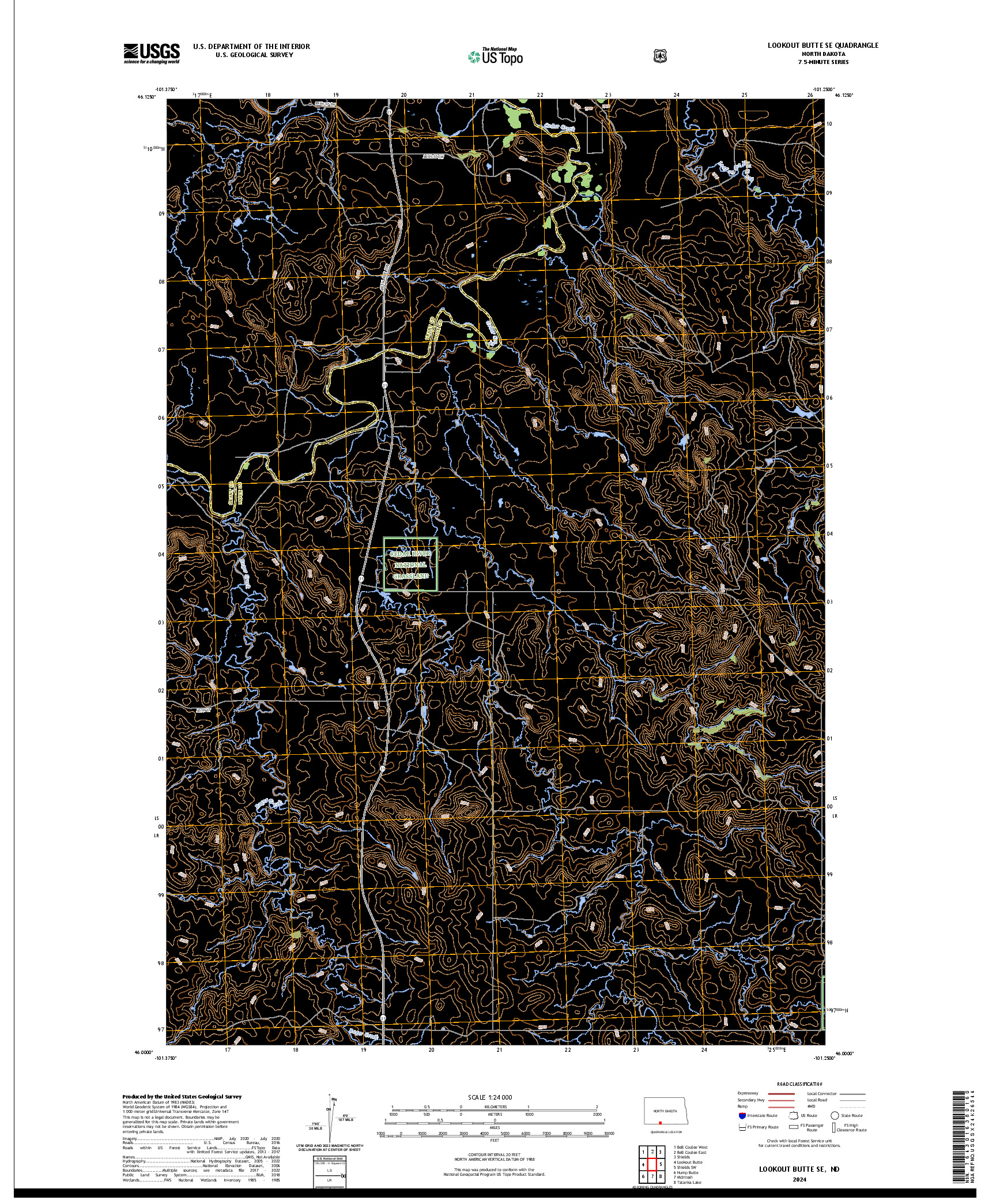 US TOPO 7.5-MINUTE MAP FOR LOOKOUT BUTTE SE, ND