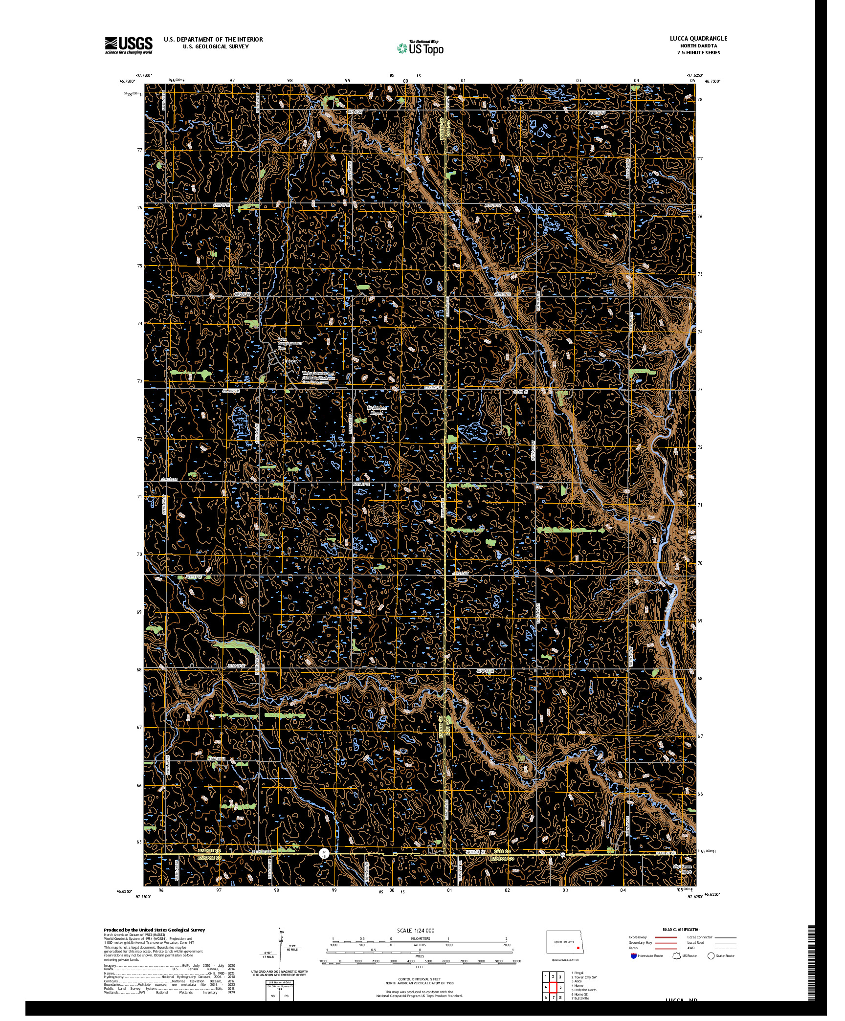US TOPO 7.5-MINUTE MAP FOR LUCCA, ND