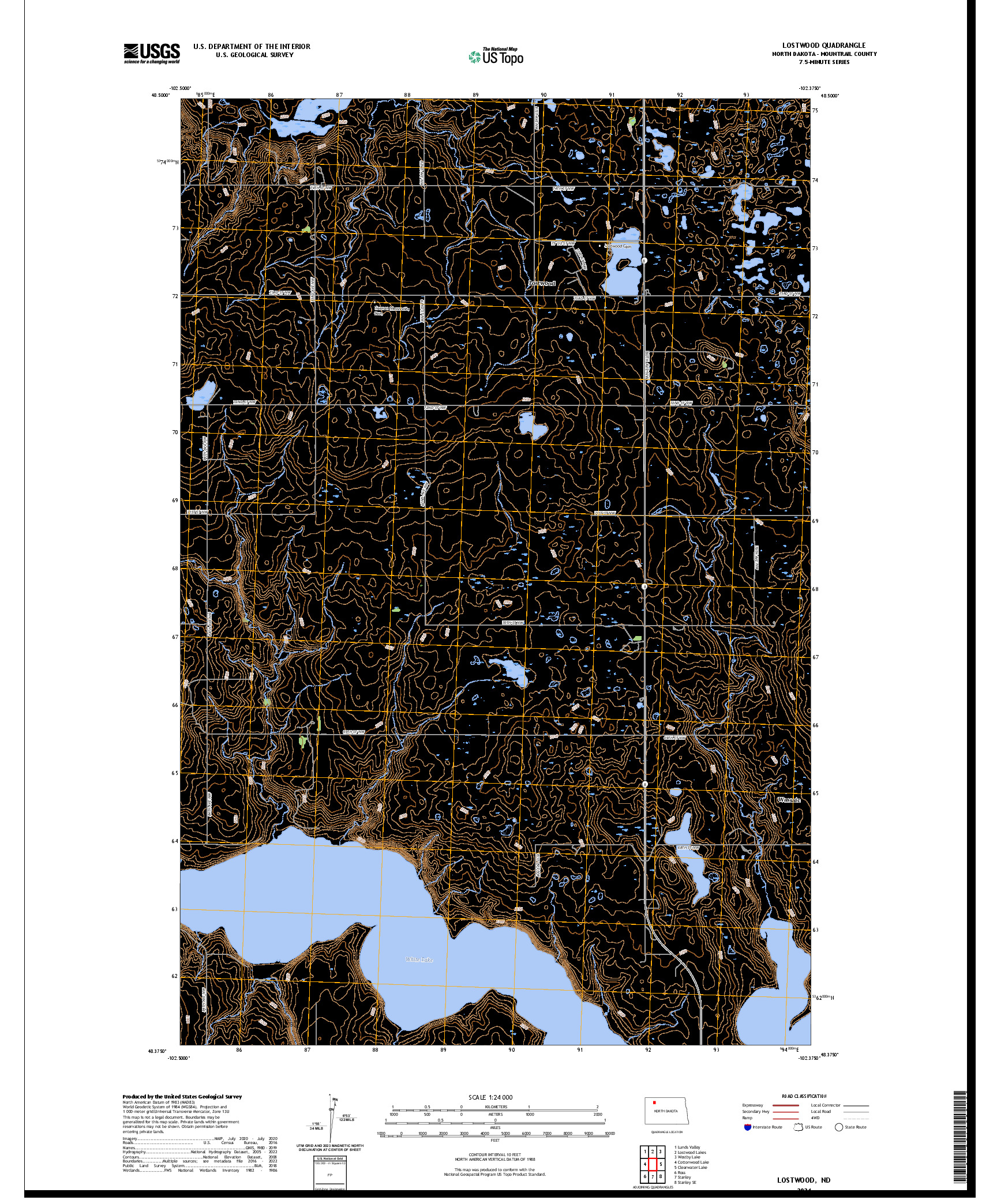 US TOPO 7.5-MINUTE MAP FOR LOSTWOOD, ND