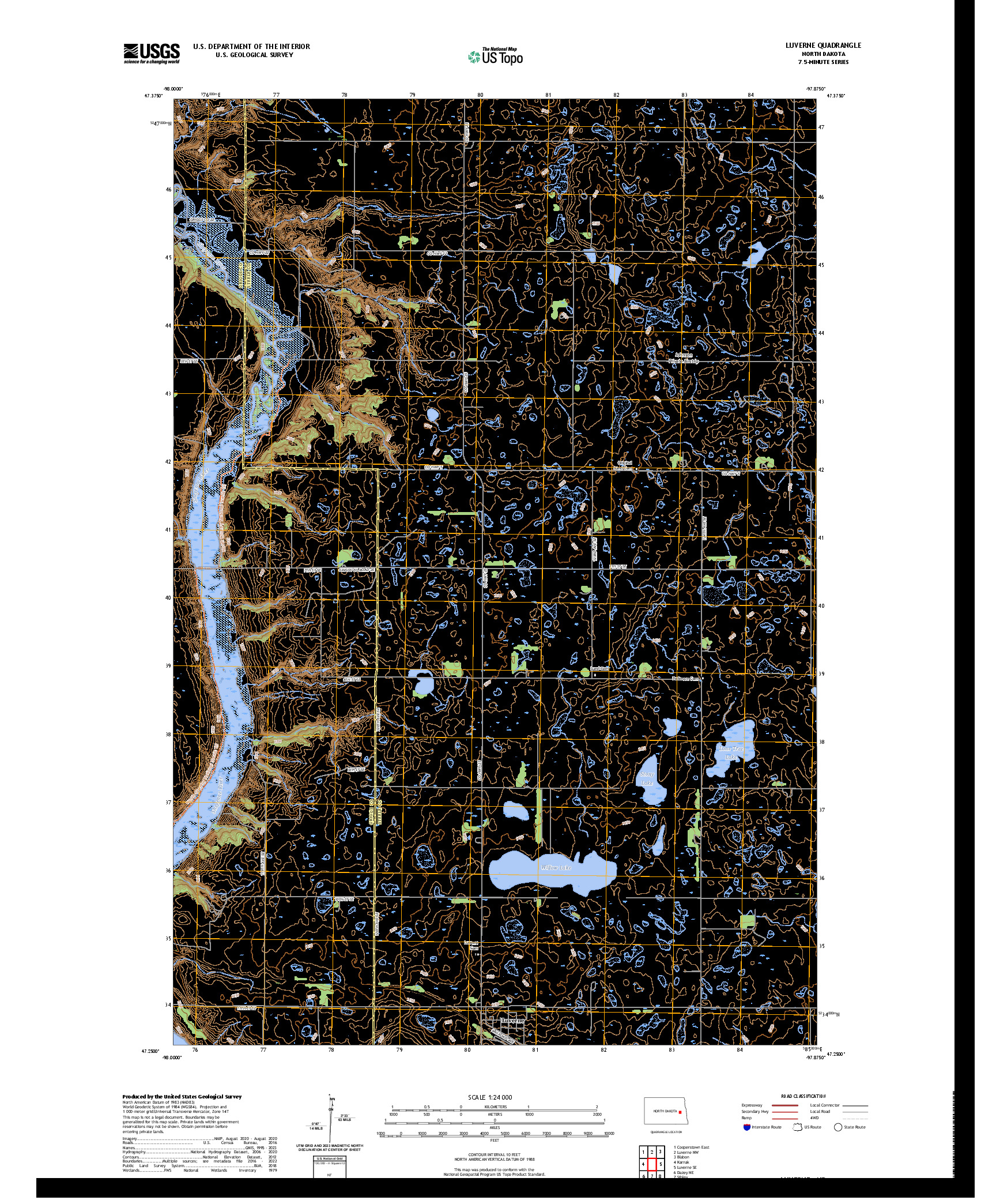 US TOPO 7.5-MINUTE MAP FOR LUVERNE, ND