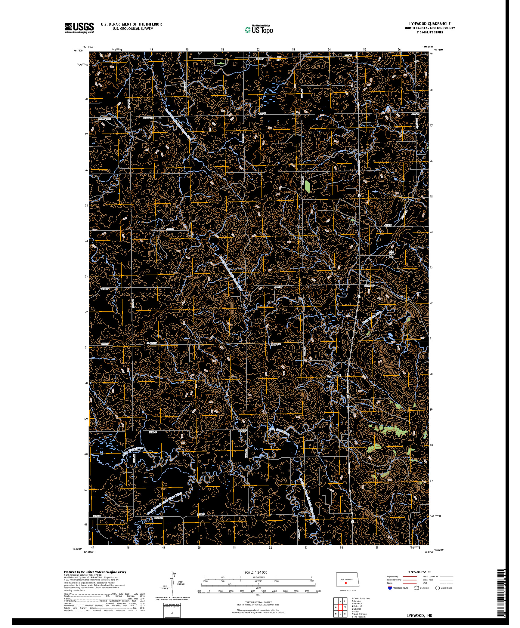 US TOPO 7.5-MINUTE MAP FOR LYNWOOD, ND