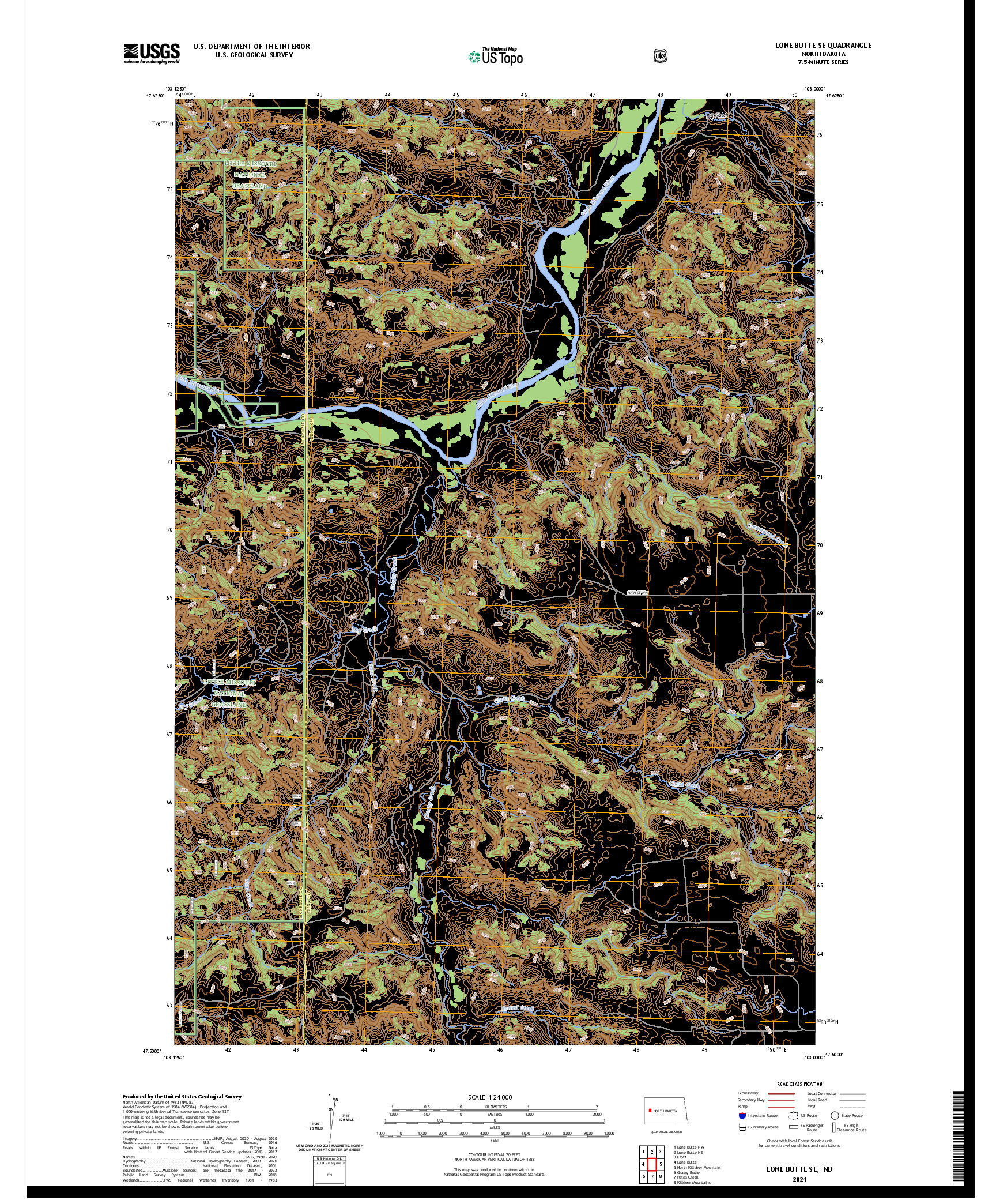 US TOPO 7.5-MINUTE MAP FOR LONE BUTTE SE, ND