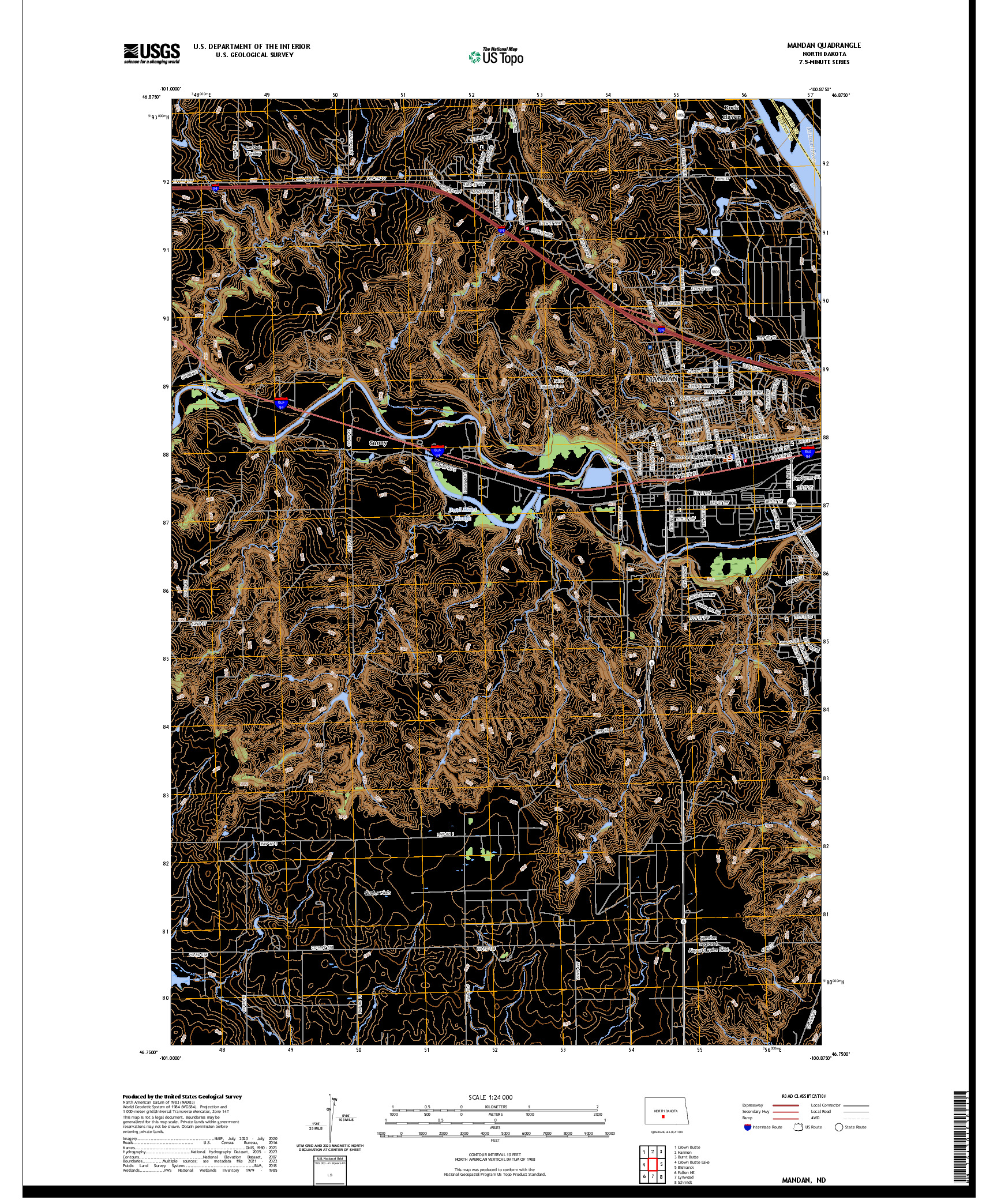 US TOPO 7.5-MINUTE MAP FOR MANDAN, ND