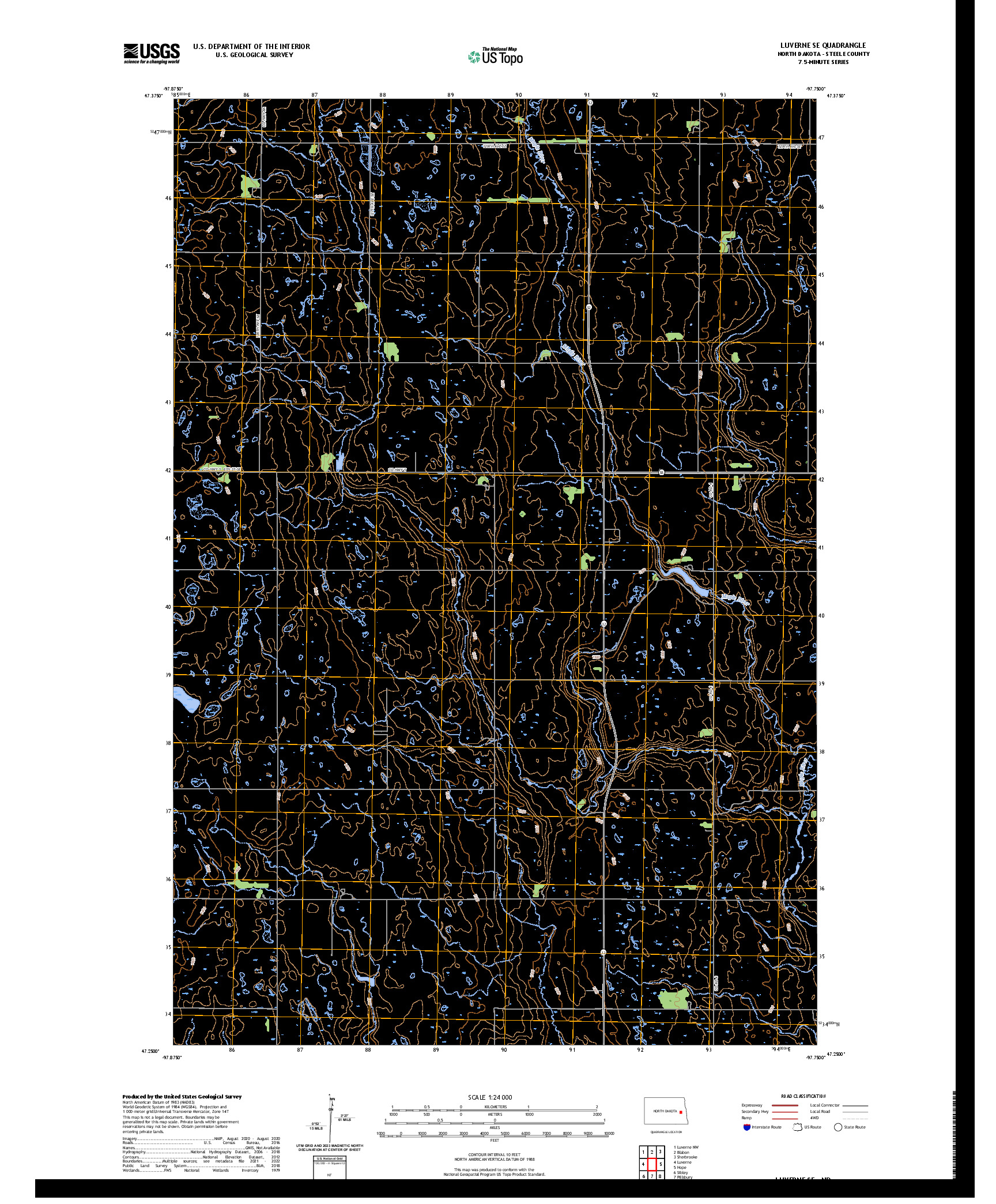 US TOPO 7.5-MINUTE MAP FOR LUVERNE SE, ND