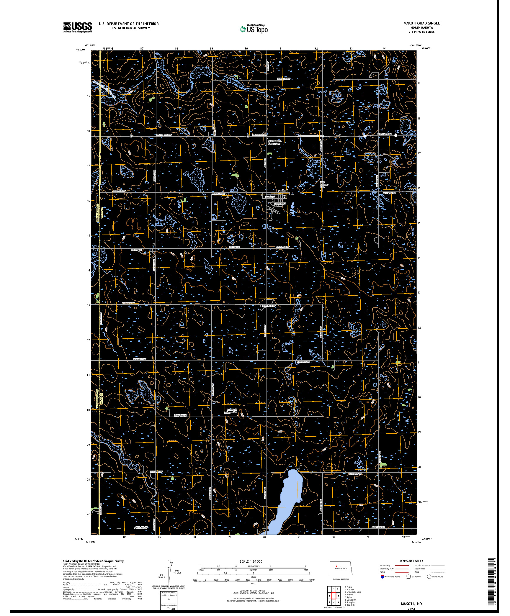 US TOPO 7.5-MINUTE MAP FOR MAKOTI, ND
