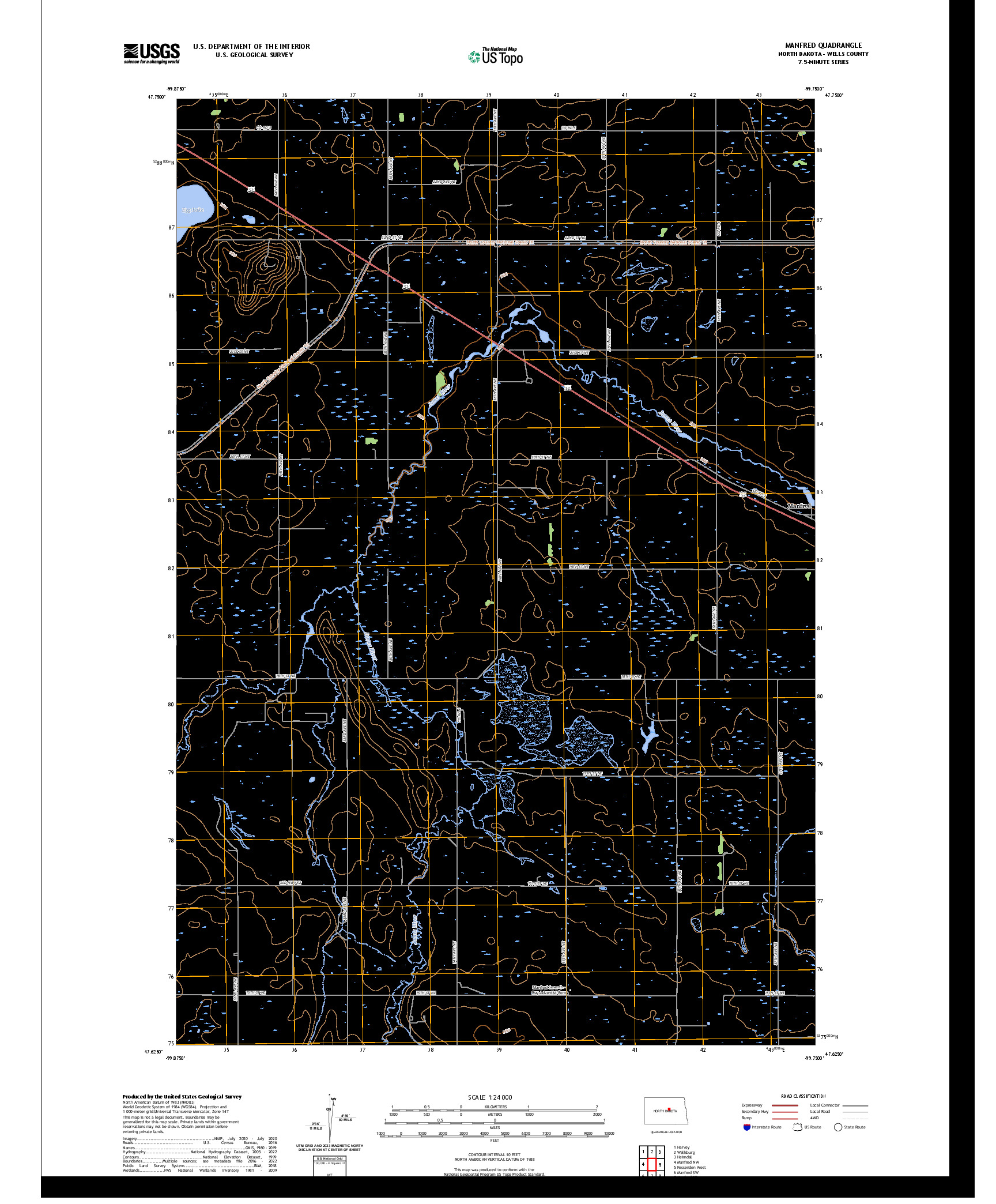 US TOPO 7.5-MINUTE MAP FOR MANFRED, ND