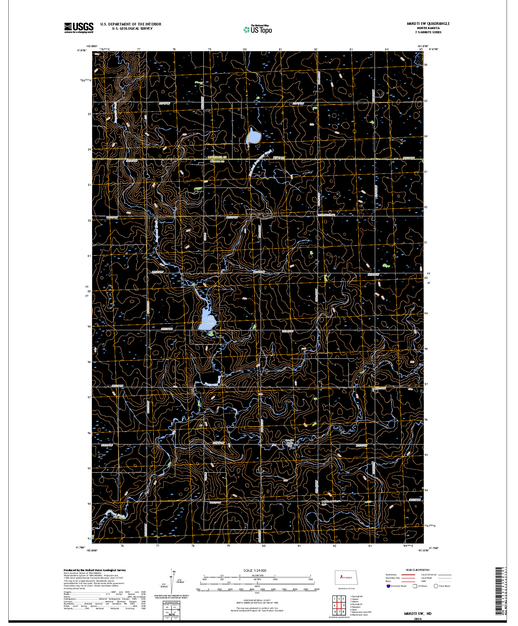 US TOPO 7.5-MINUTE MAP FOR MAKOTI SW, ND