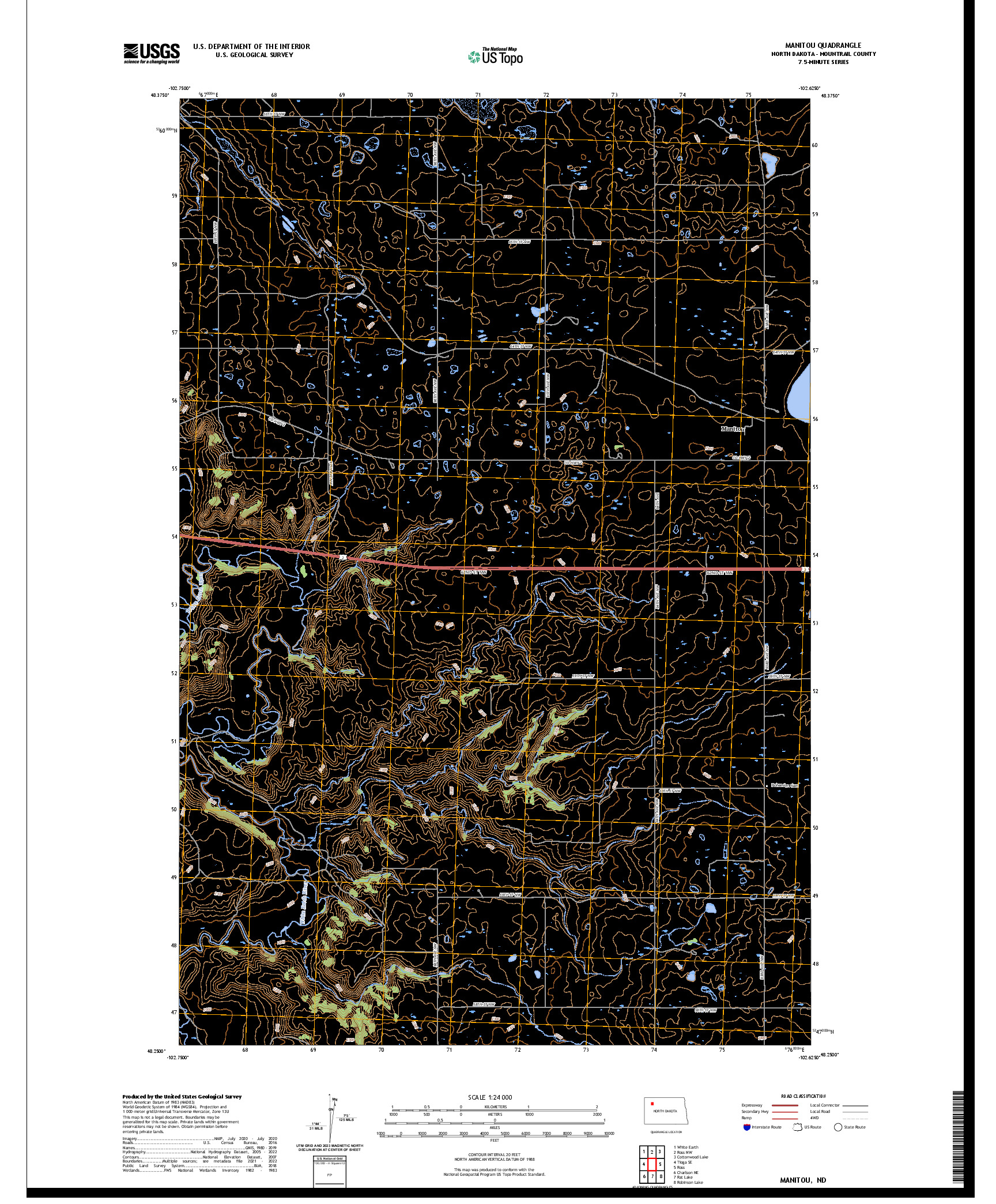 US TOPO 7.5-MINUTE MAP FOR MANITOU, ND