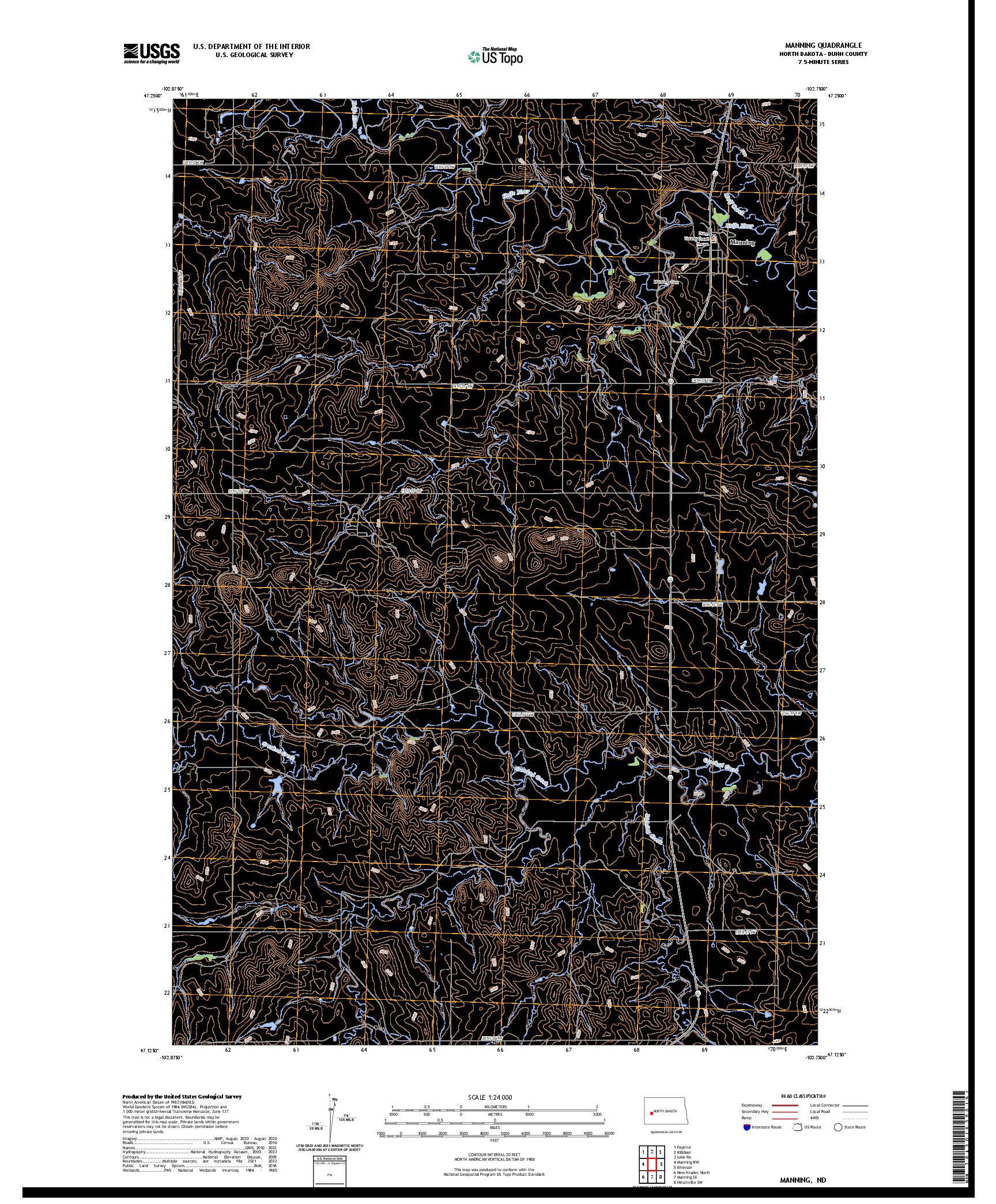 US TOPO 7.5-MINUTE MAP FOR MANNING, ND